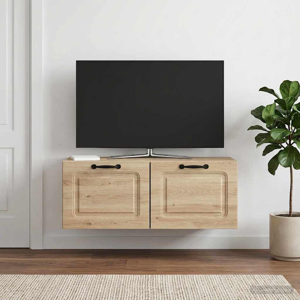 Meuble TV mural Gris béton 78,5 x 31 x 30 cm Bois d'ingénierie - XIOS