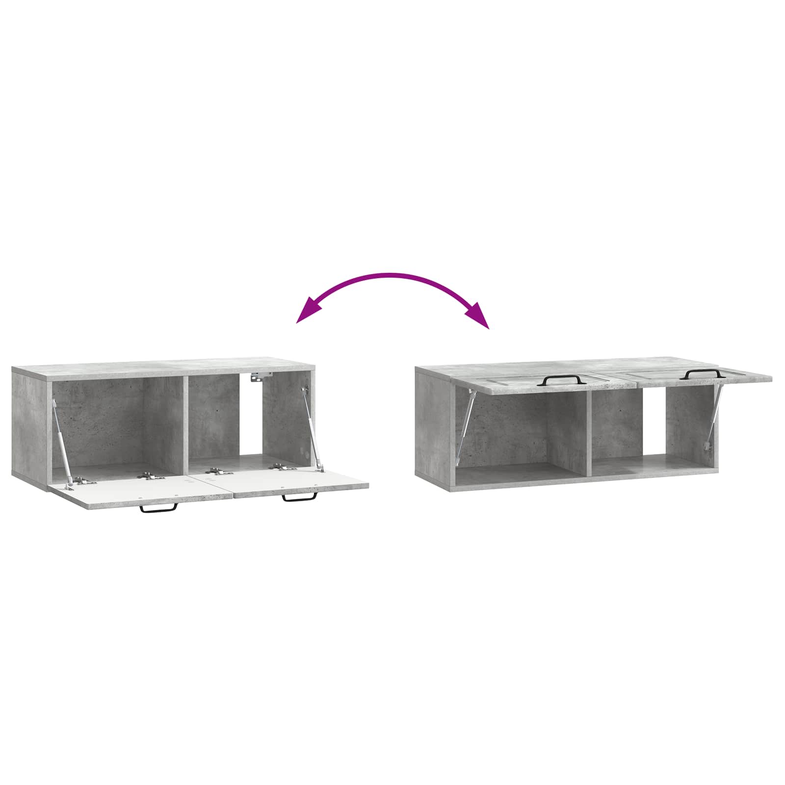 Meuble TV mural Gris béton 78,5 x 31 x 30 cm Bois d'ingénierie - XIOS