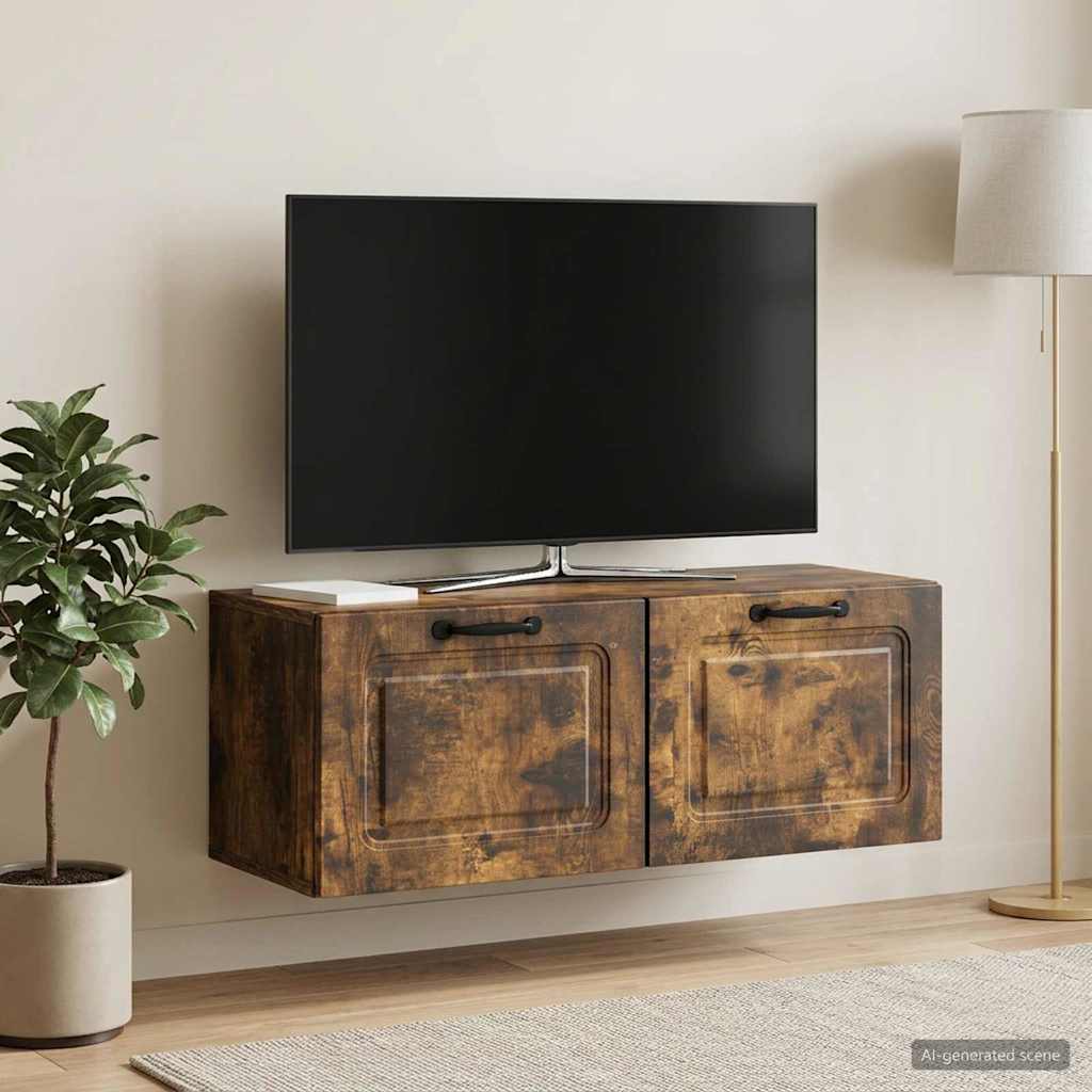 Meuble TV mural Chêne fumé 78,5 x 31 x 30 cm Bois d'ingénierie - XIOS