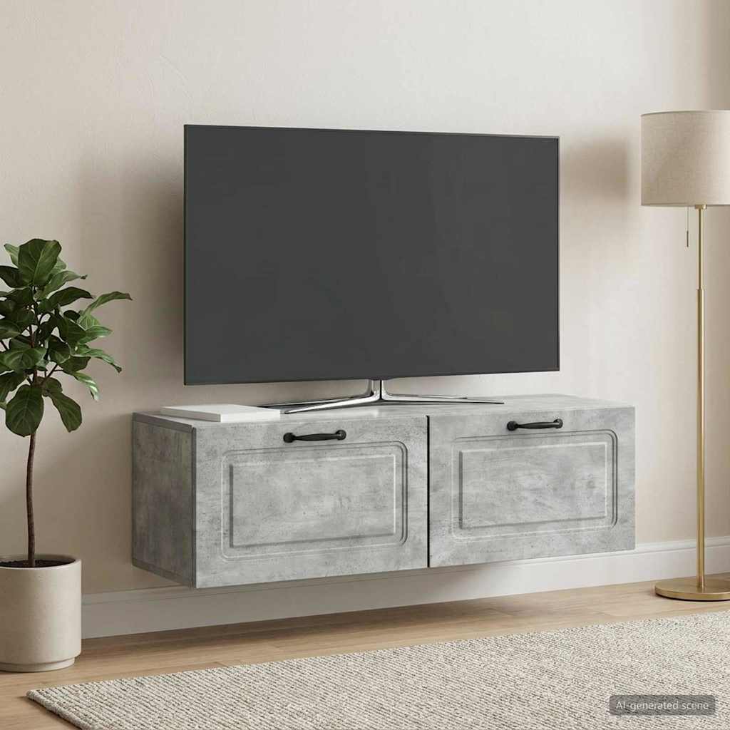 Meuble TV mural Gris béton 98 x 31 x 30 cm Bois d'ingénierie - XIOS