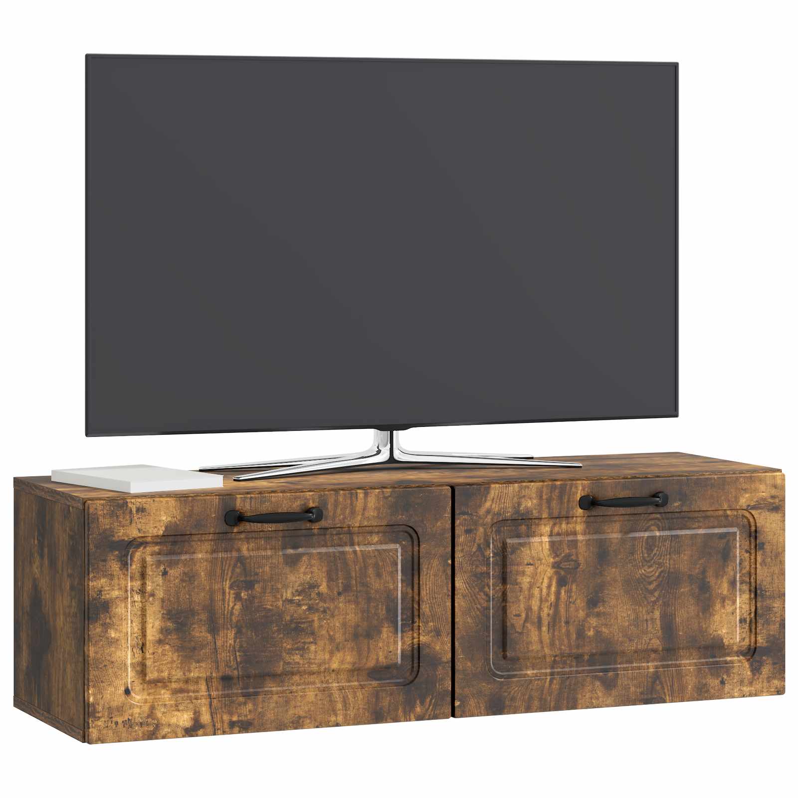 Meuble TV mural Chêne fumé 98 x 31 x 30 cm Bois d'ingénierie - XIOS