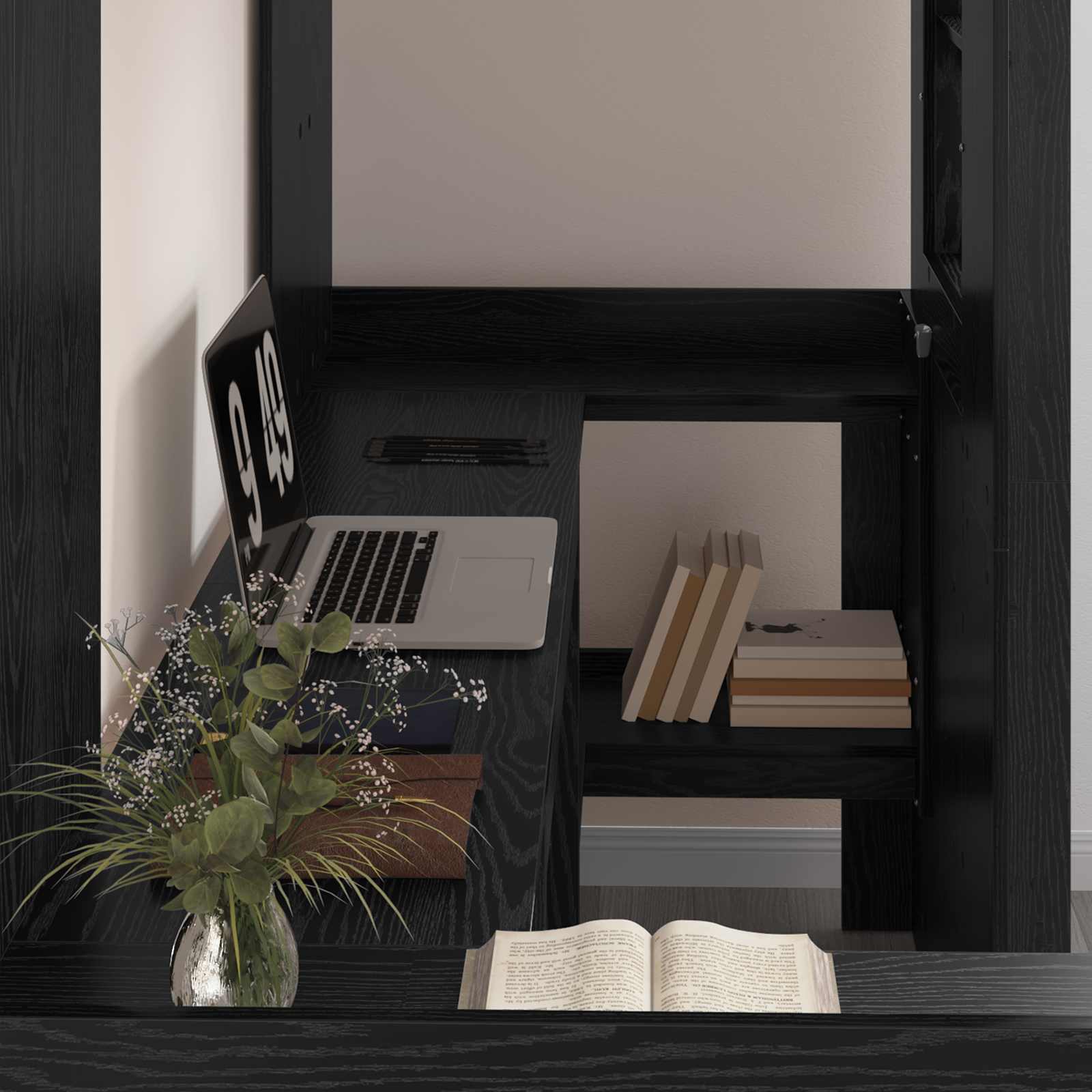 Cadre de lit superposé avec bureau Chêne noir 75 x 190 cm - XIOS