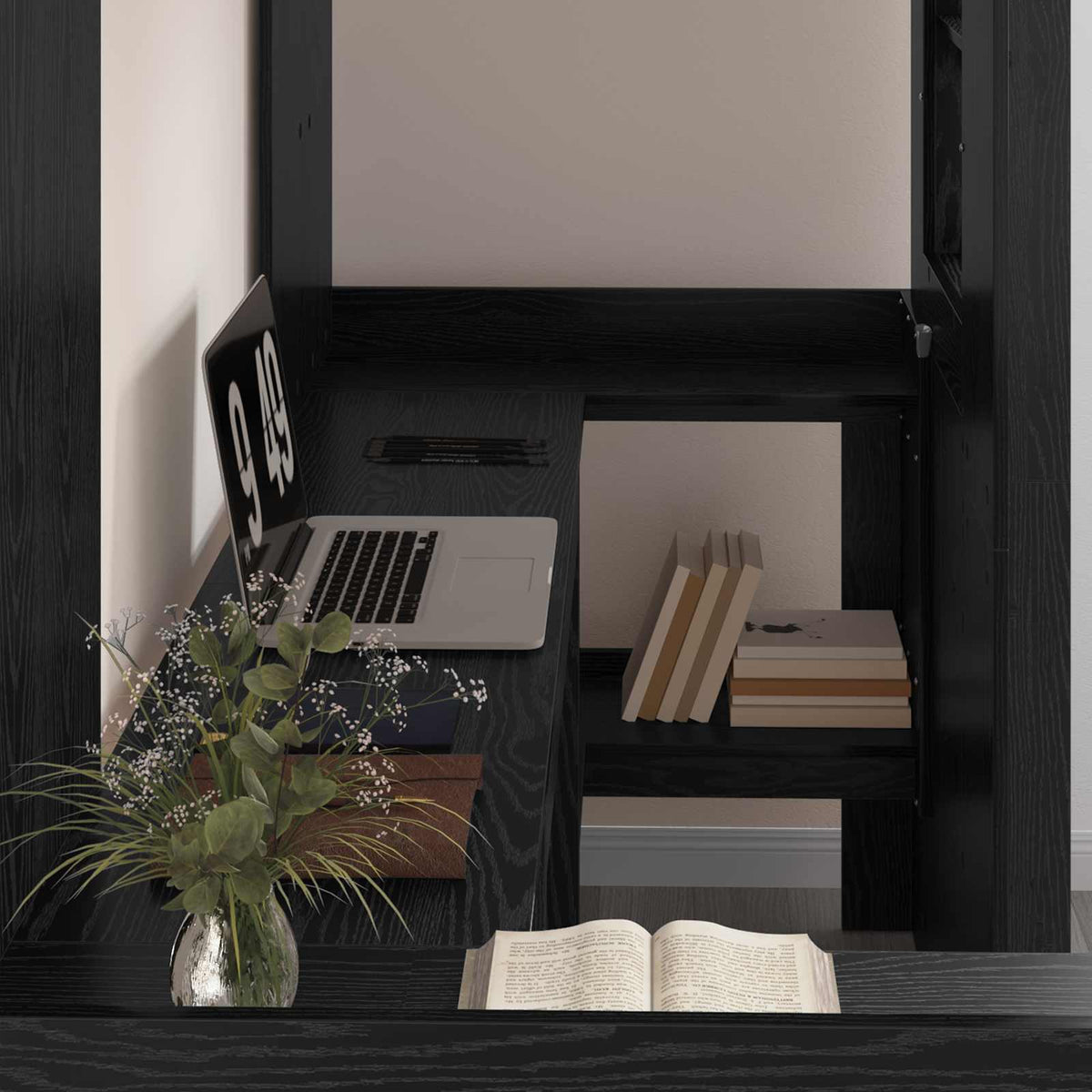 Cadre de lit superposé avec bureau Chêne noir 75 x 190 cm