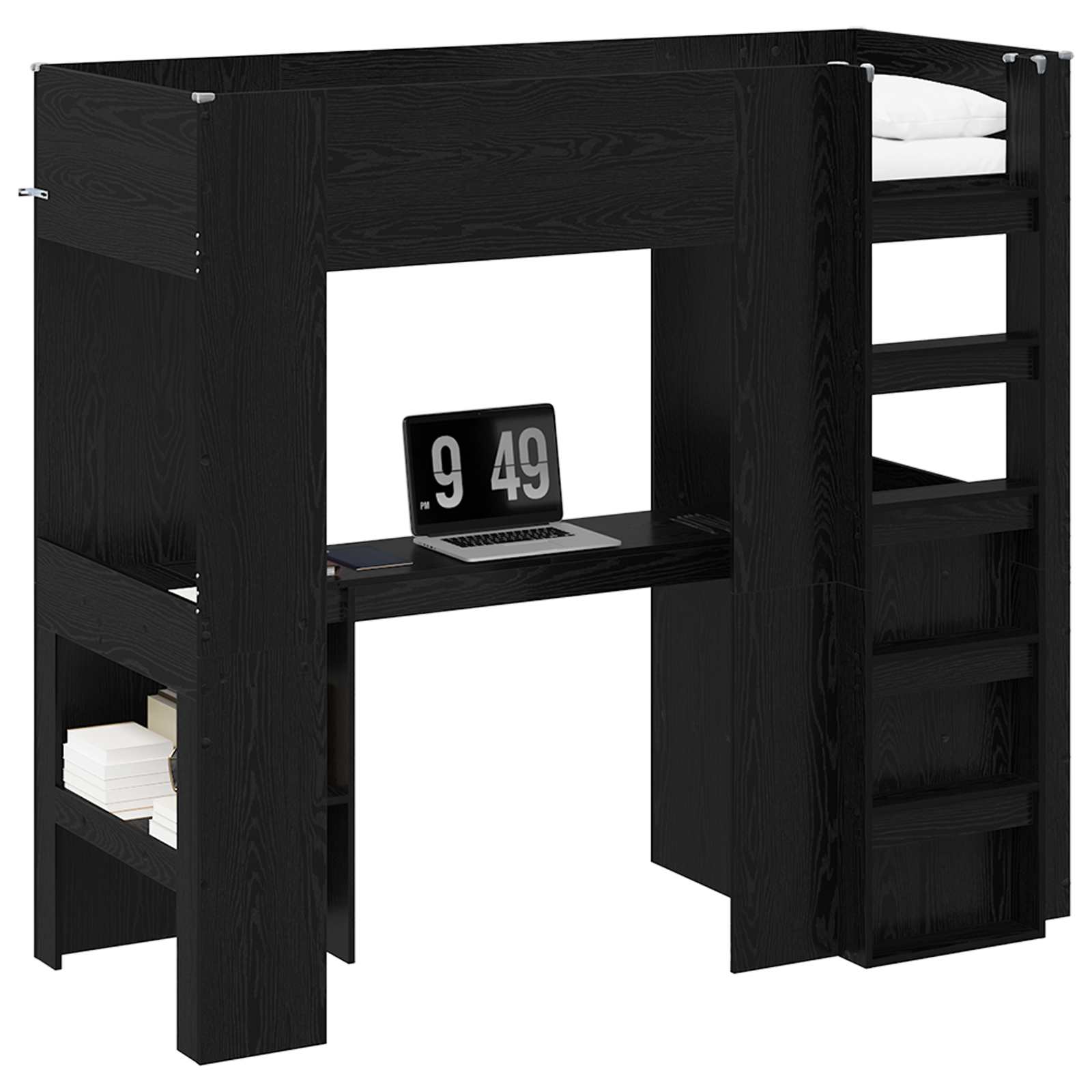 Cadre de lit superposé avec bureau Chêne noir 75 x 190 cm - XIOS