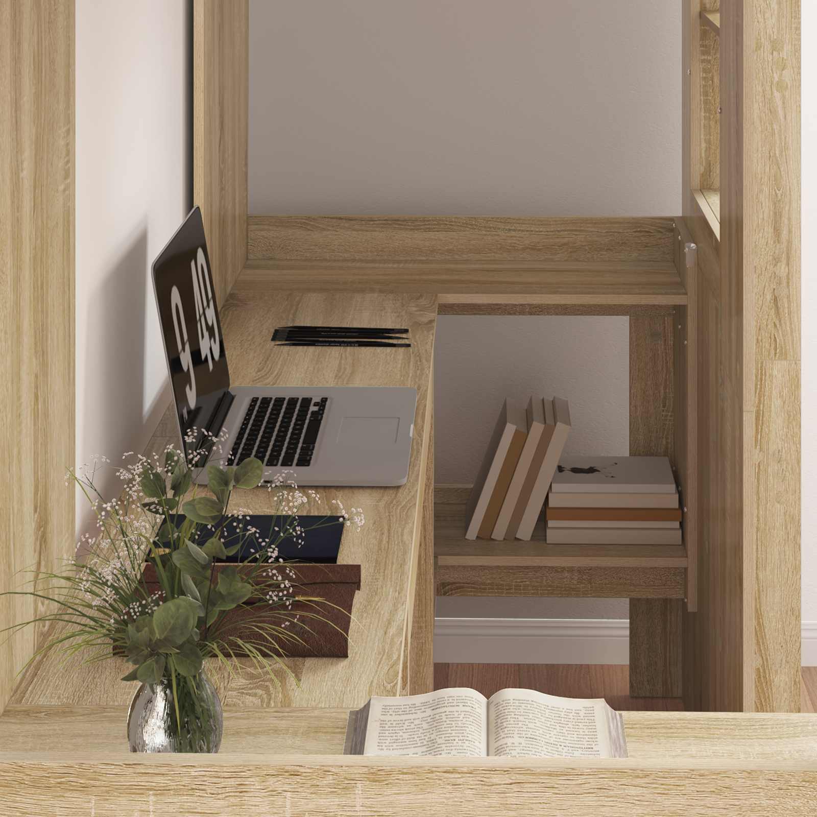 Cadre de lit superposé avec bureau Chêne Sonoma 75 x 190 cm - XIOS