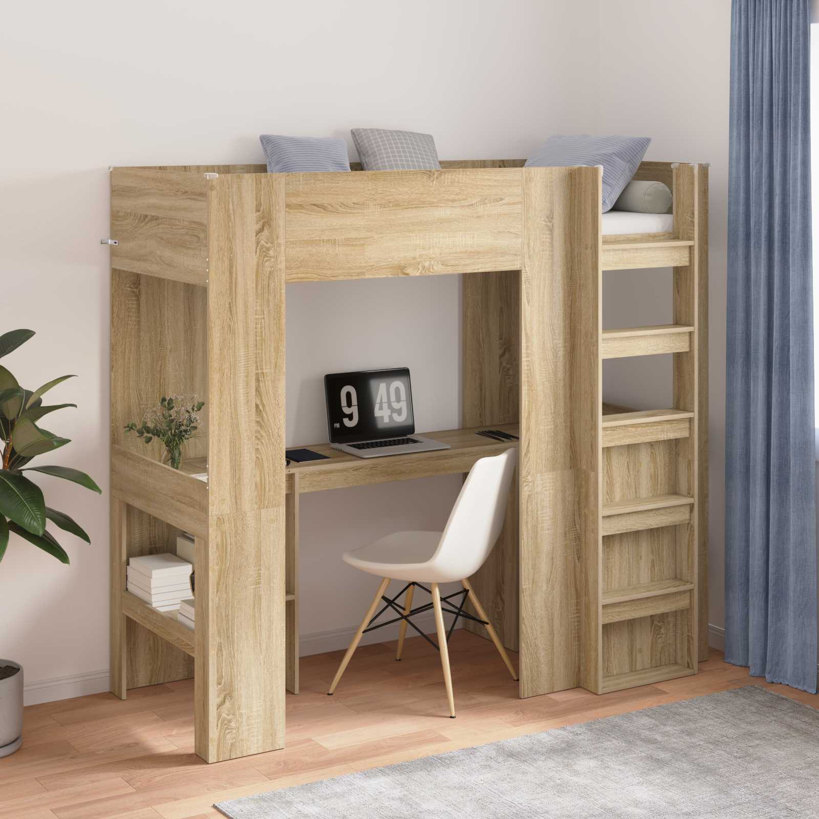 Cadre de lit superposé avec bureau Chêne Sonoma 75 x 190 cm - XIOS