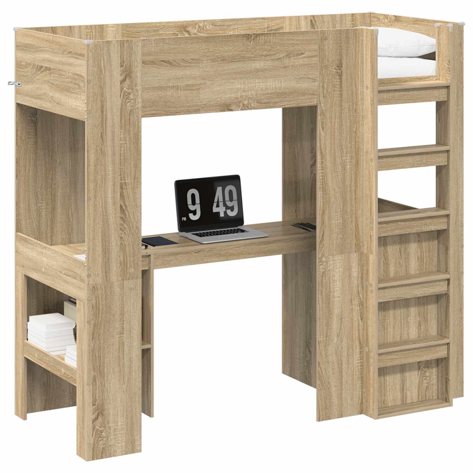 Cadre de lit superposé avec bureau Chêne Sonoma 75 x 190 cm - XIOS