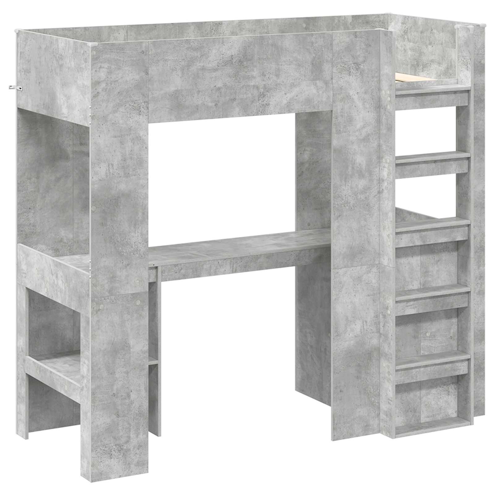 Cadre de lit superposé avec bureau Gris béton 75 x 190 cm - XIOS
