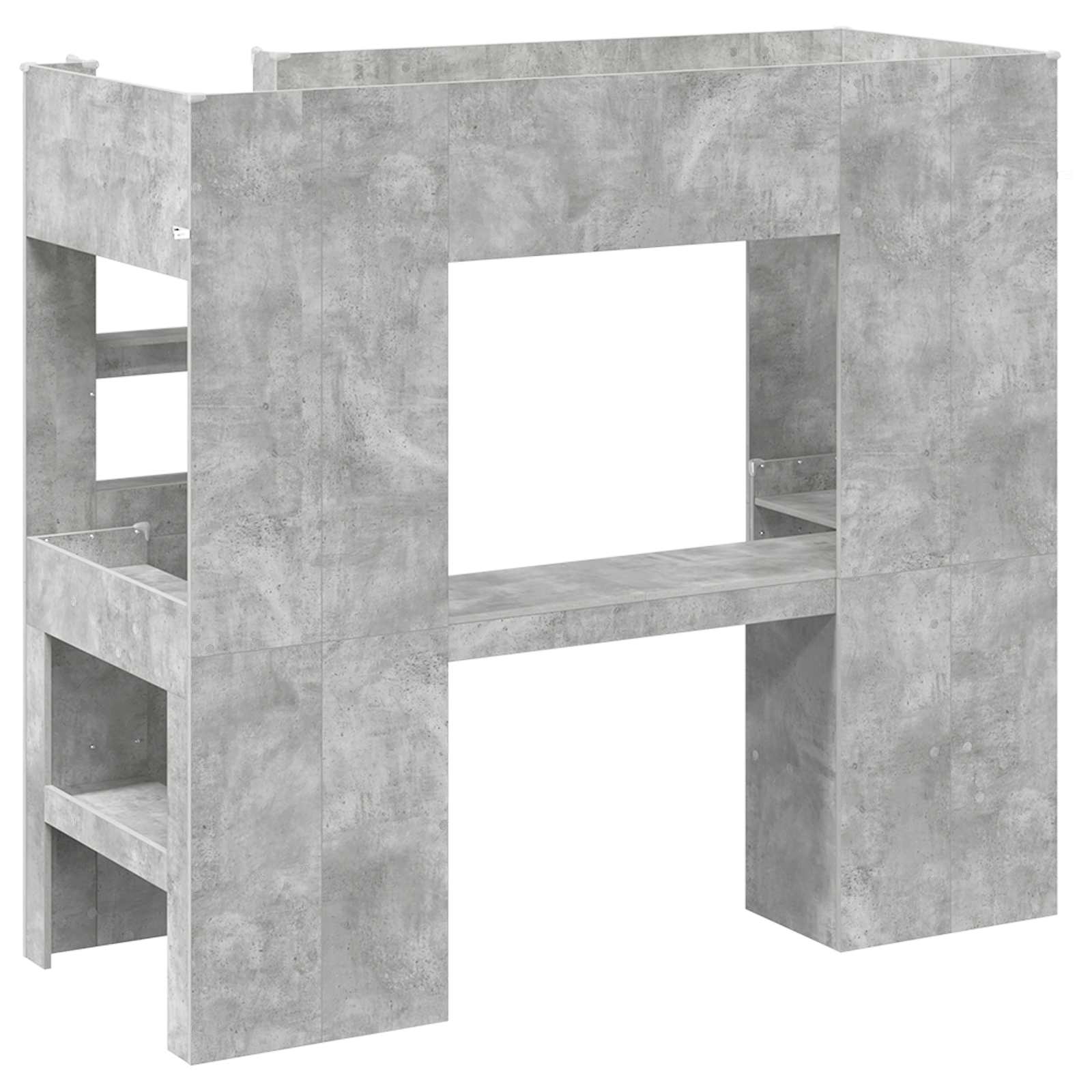 Cadre de lit superposé avec bureau Gris béton 75 x 190 cm - XIOS