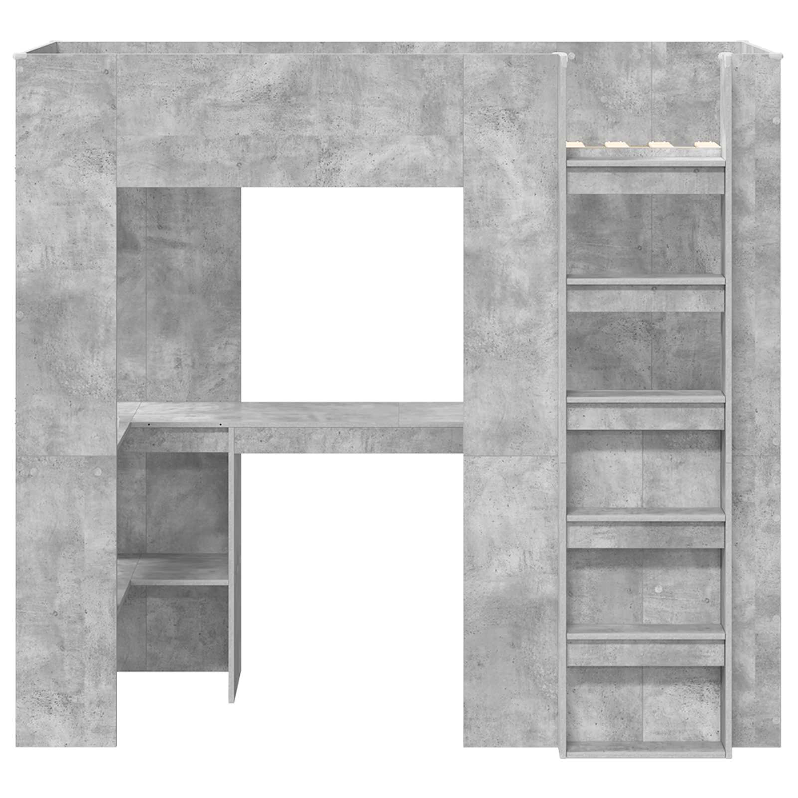 Cadre de lit superposé avec bureau Gris béton 75 x 190 cm - XIOS