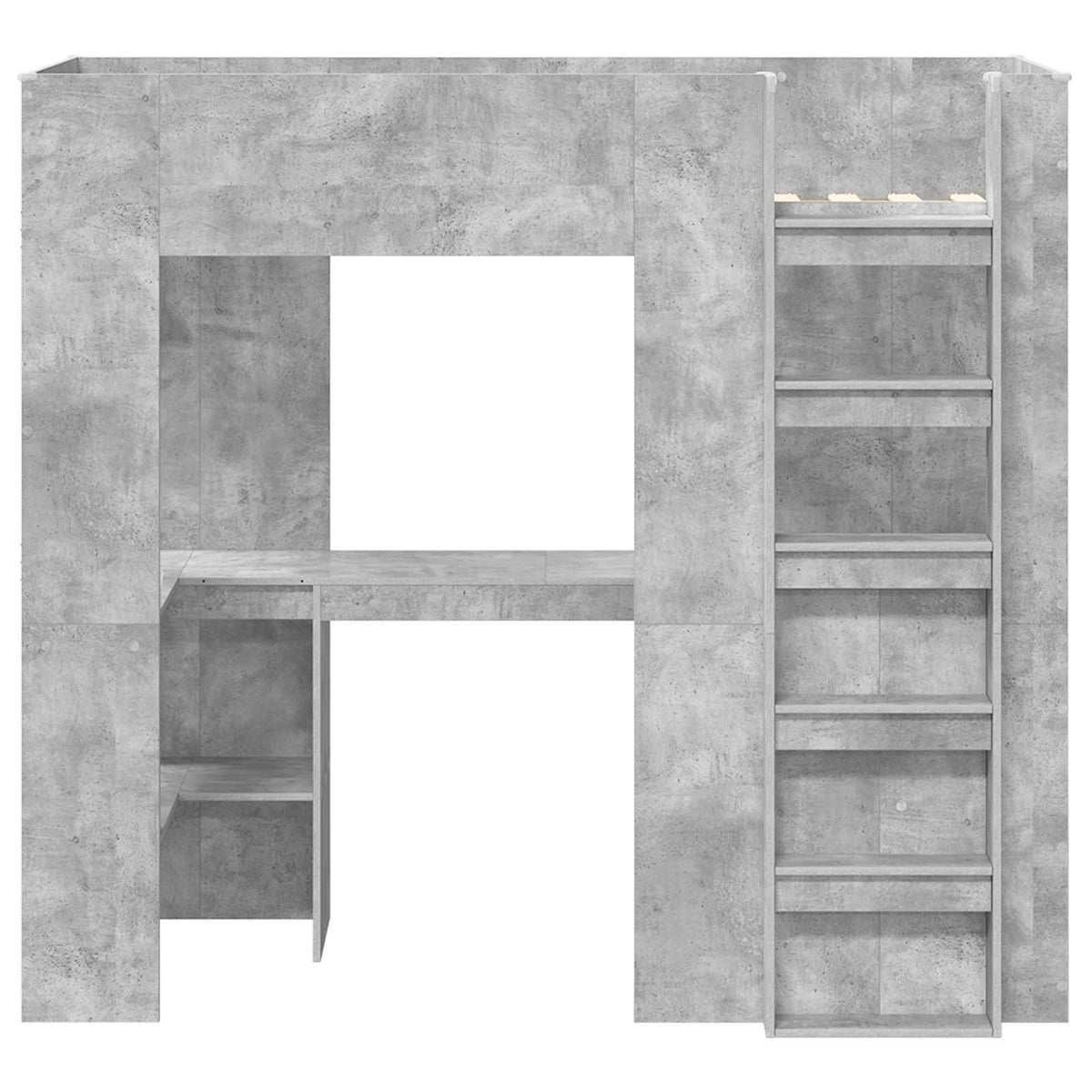 Cadre de lit superposé avec bureau Gris béton 75 x 190 cm