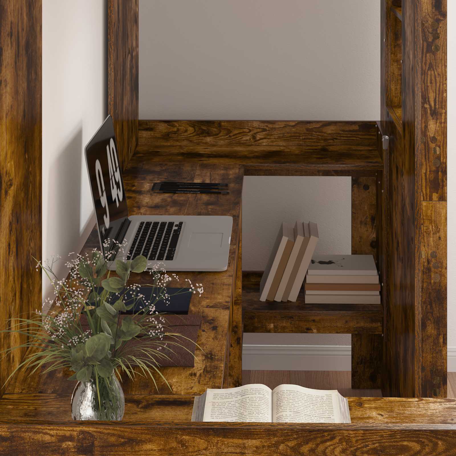 Cadre de lit superposé avec bureau Chêne fumé 75 x 190 cm - XIOS