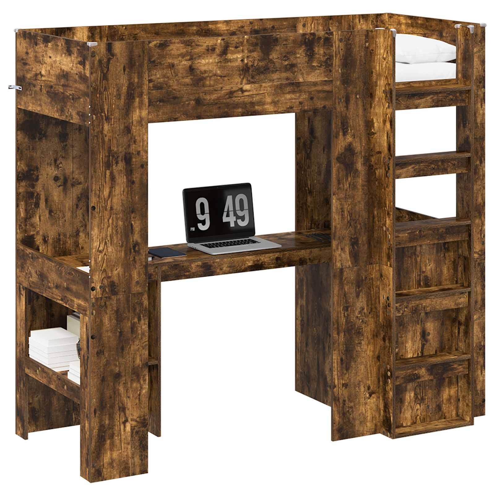 Cadre de lit superposé avec bureau Chêne fumé 75 x 190 cm - XIOS