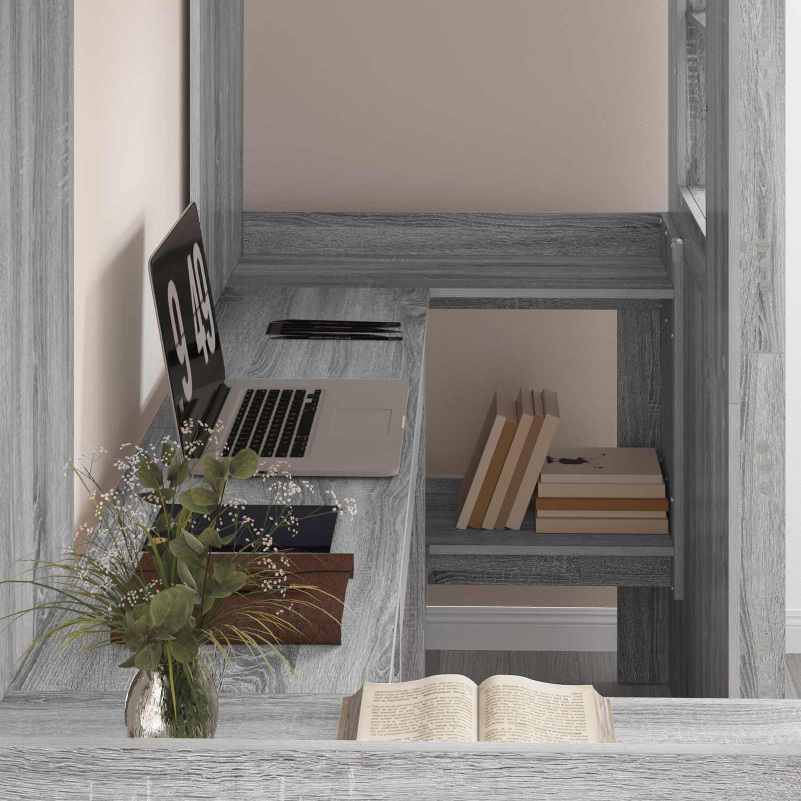 Cadre de lit superposé avec bureau Gris Sonoma 75 x 190 cm - XIOS