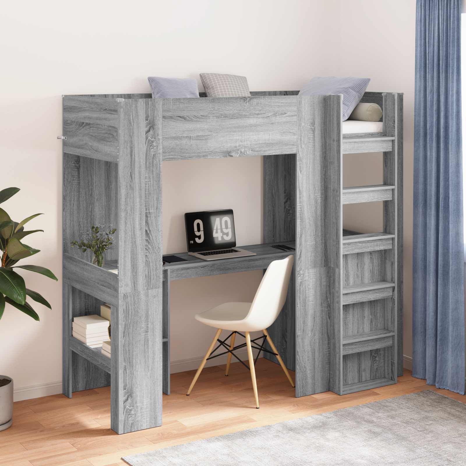 Cadre de lit superposé avec bureau Gris Sonoma 75 x 190 cm - XIOS
