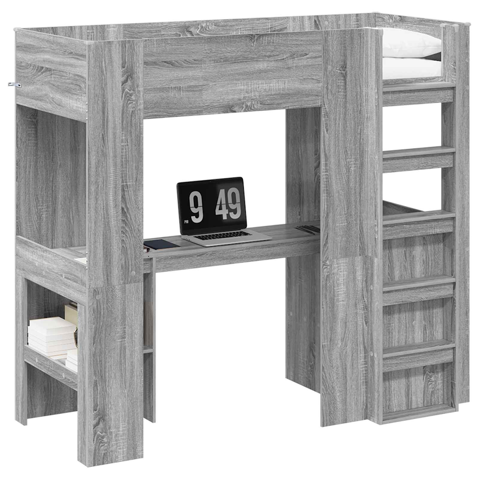 Cadre de lit superposé avec bureau Gris Sonoma 75 x 190 cm - XIOS