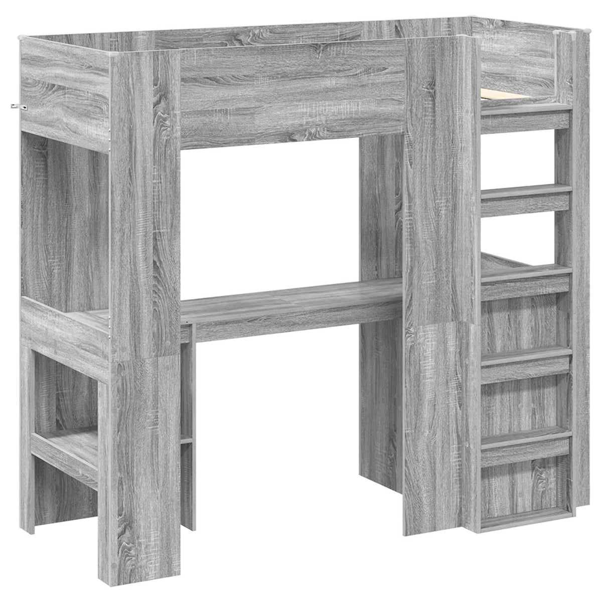 Cadre de lit superposé avec bureau Gris Sonoma 75 x 190 cm