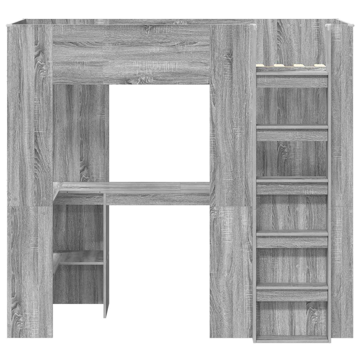 Cadre de lit superposé avec bureau Gris Sonoma 75 x 190 cm