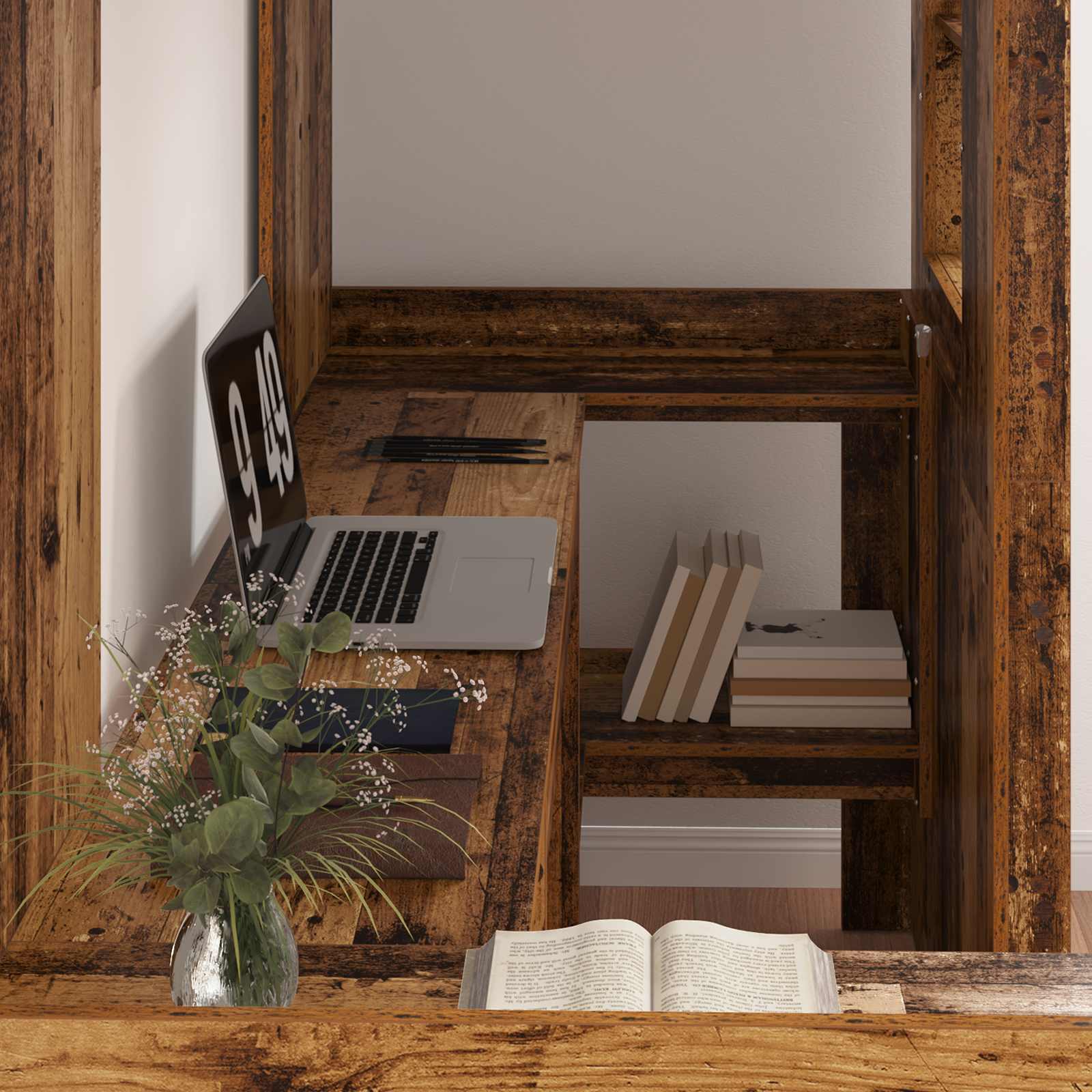 Cadre de lit superposé avec bureau Bois ancien 75 x 190 cm - XIOS