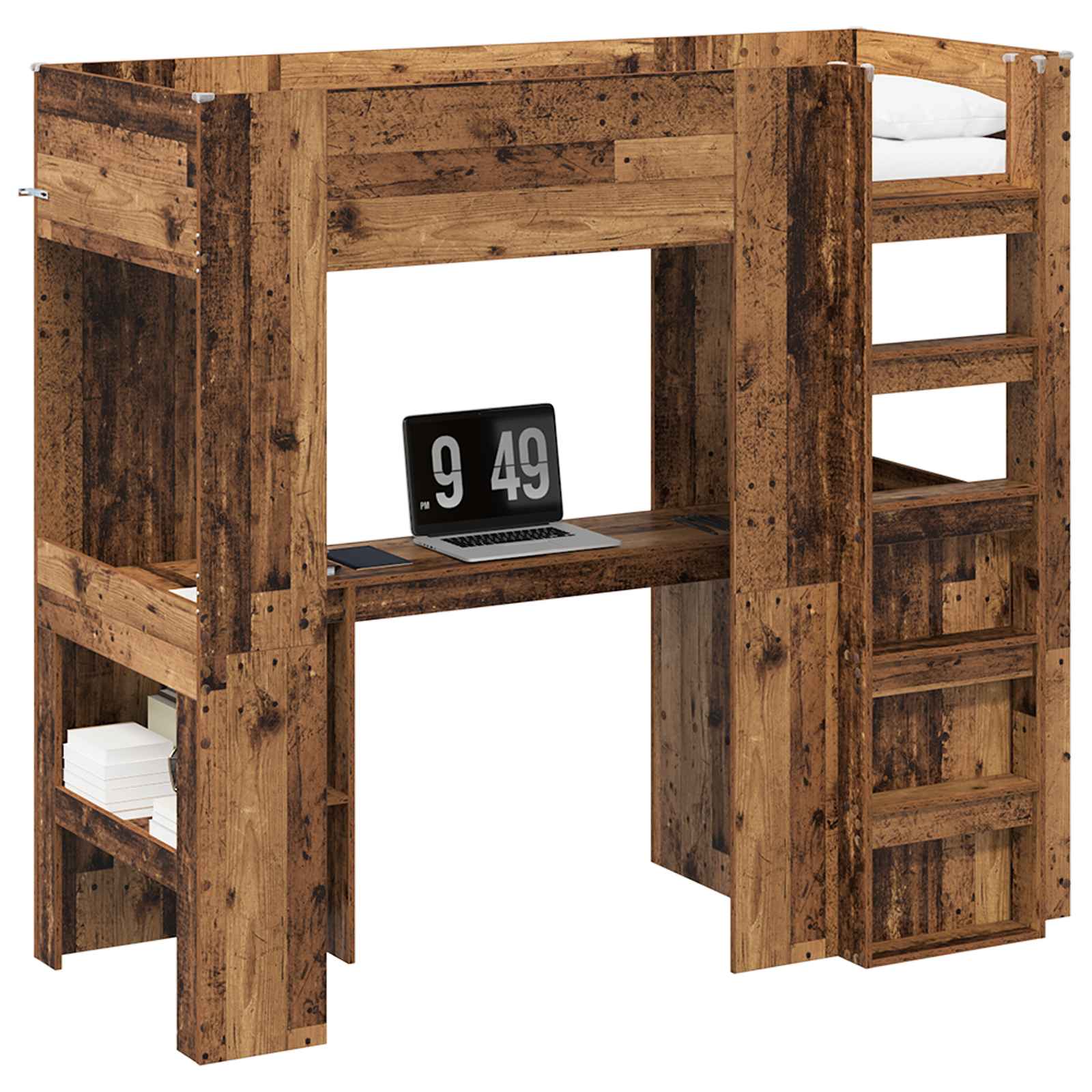 Cadre de lit superposé avec bureau Bois ancien 75 x 190 cm - XIOS