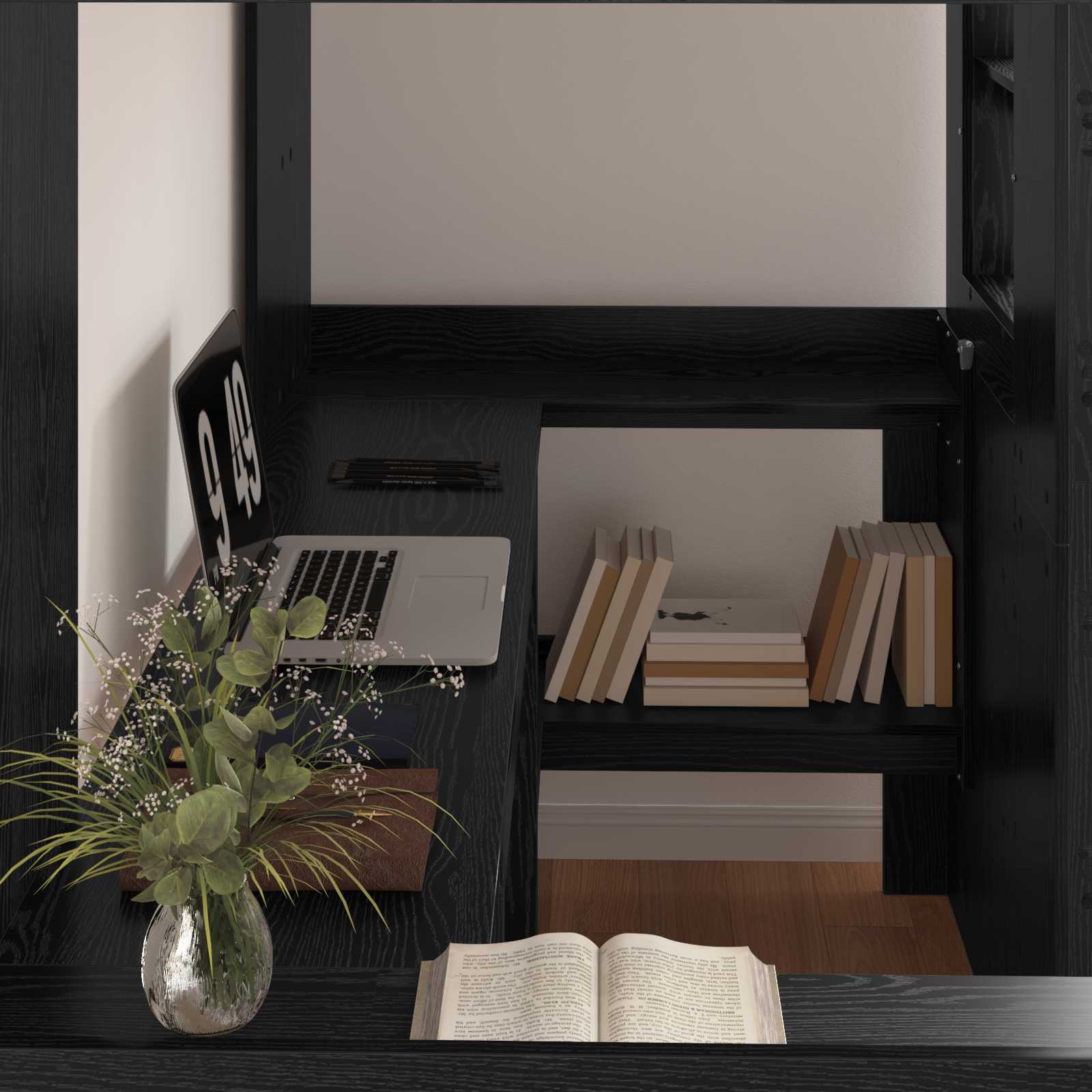 Cadre de lit superposé avec bureau Chêne noir 90 x 190 cm - XIOS