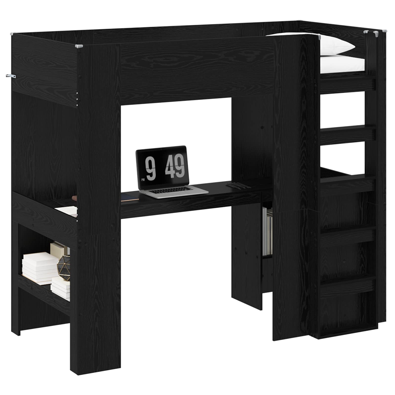 Cadre de lit superposé avec bureau Chêne noir 90 x 190 cm - XIOS