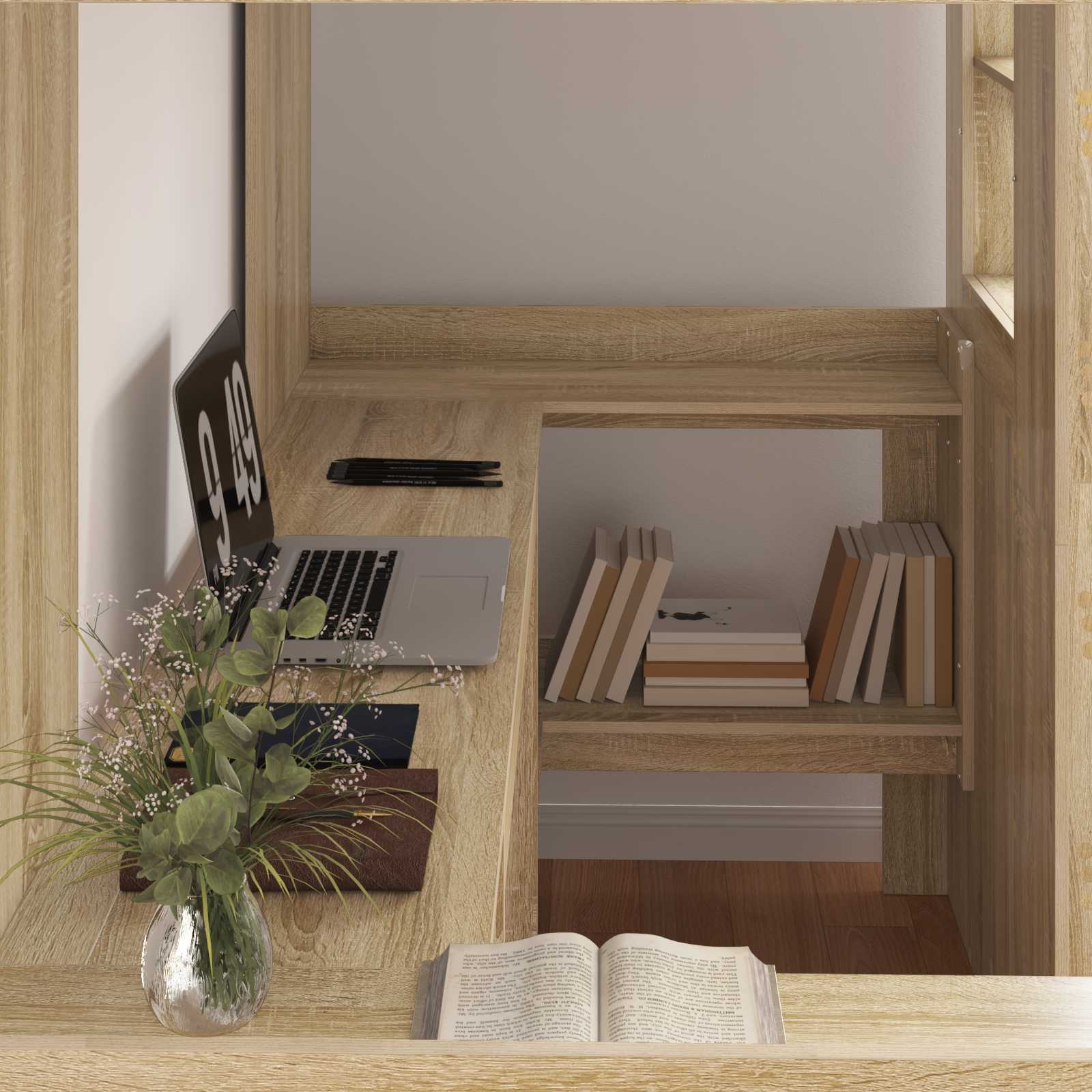 Cadre de lit superposé avec bureau Chêne Sonoma 90 x 190 cm - XIOS