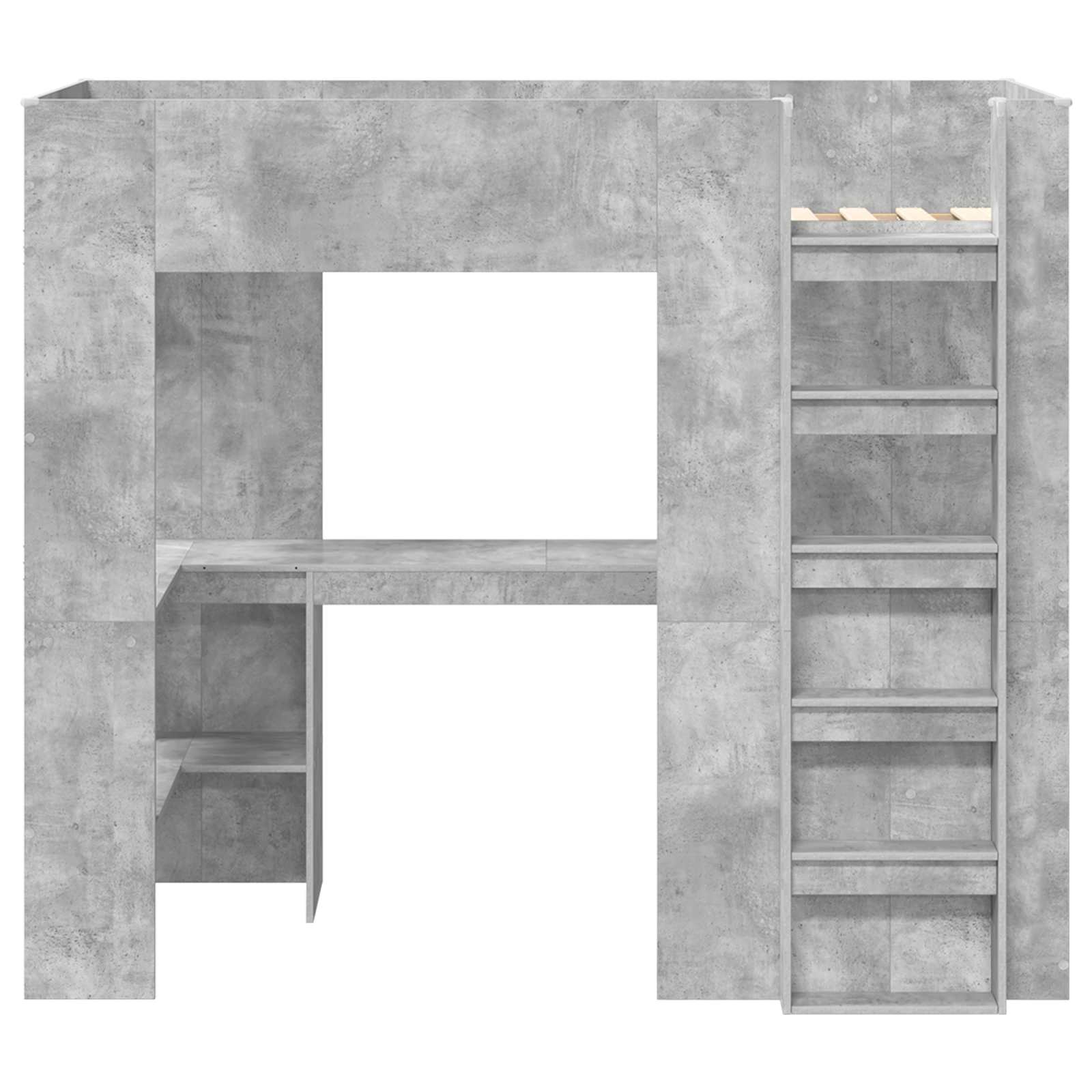Cadre de lit superposé avec bureau Gris béton 90 x 190 cm - XIOS