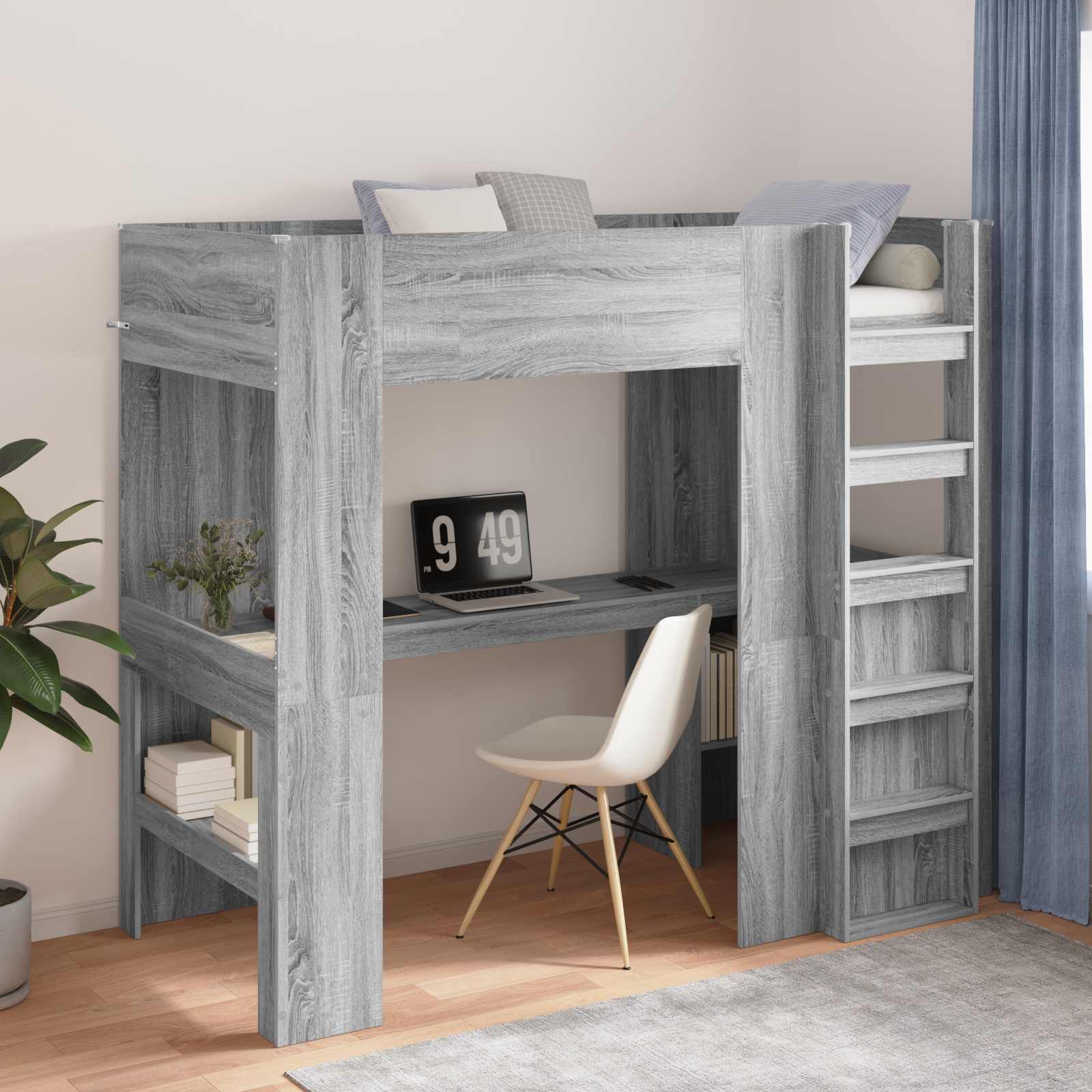 Cadre de lit superposé avec bureau Gris Sonoma 90 x 190 cm - XIOS