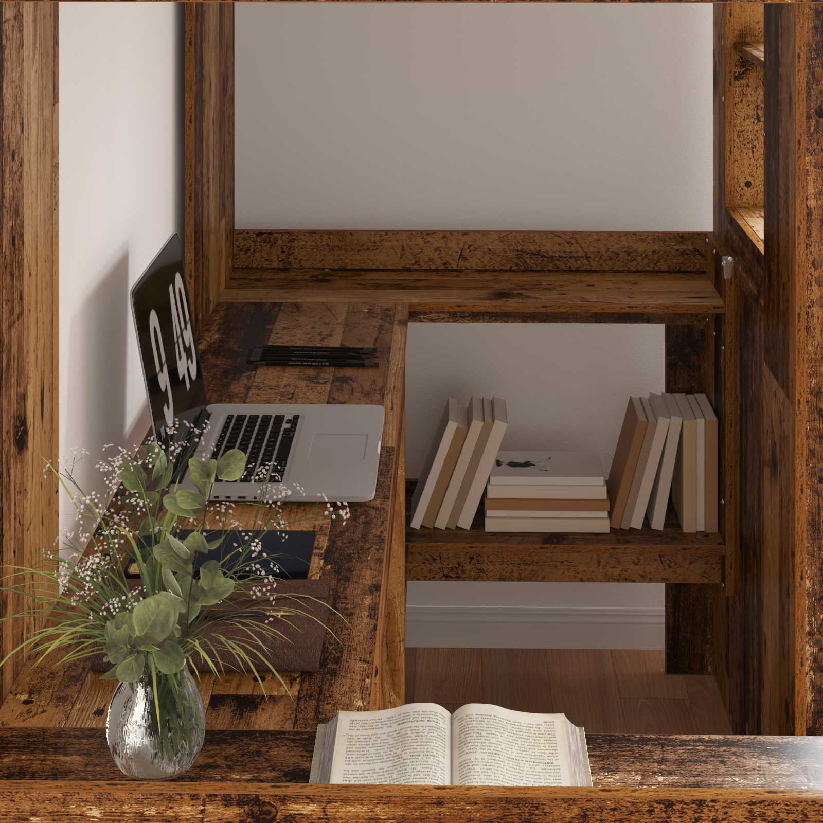 Cadre de lit superposé avec bureau Bois ancien 90 x 190 cm - XIOS