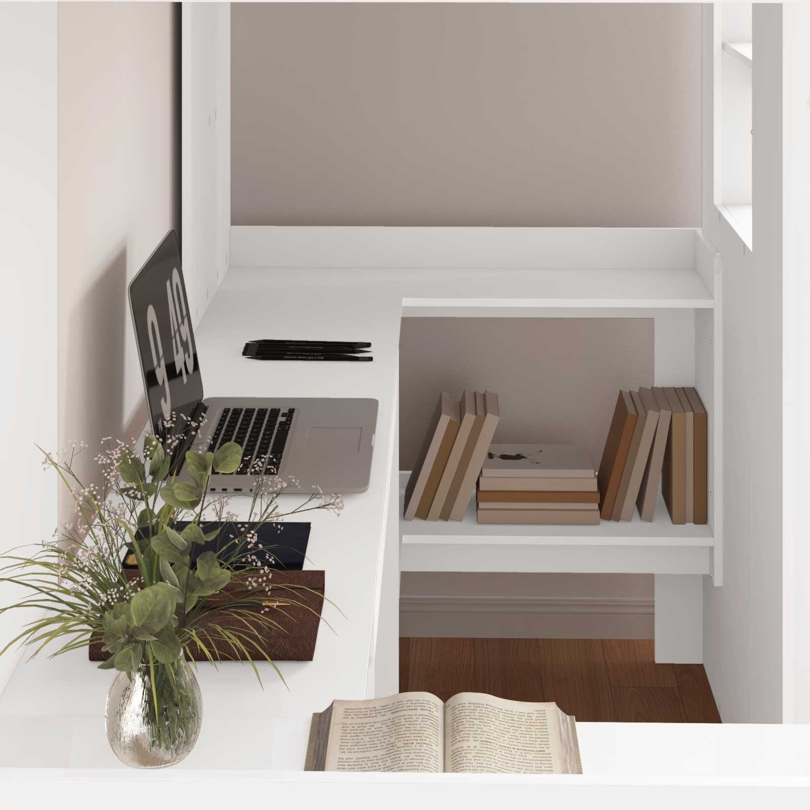 Cadre de lit superposé avec bureau Blanc 80 x 200 cm - XIOS
