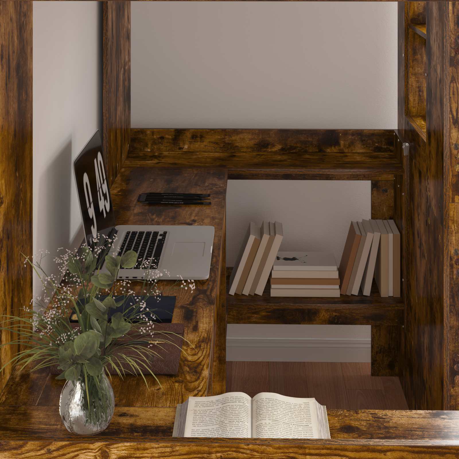 Cadre de lit superposé avec bureau Chêne fumé 80 x 200 cm - XIOS
