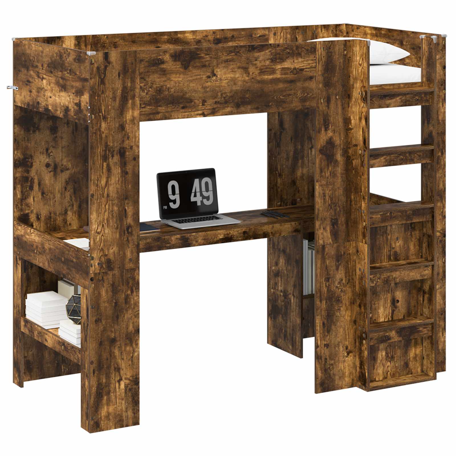 Cadre de lit superposé avec bureau Chêne fumé 80 x 200 cm - XIOS