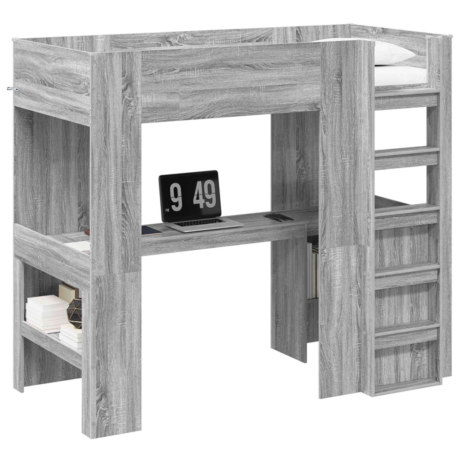 Cadre de lit superposé avec bureau Gris Sonoma 80 x 200 cm - XIOS