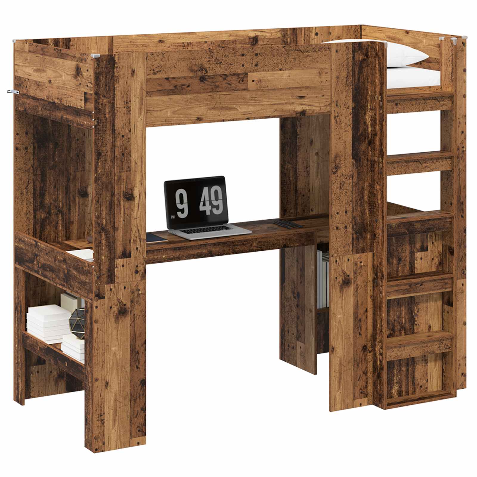 Cadre de lit superposé avec bureau Bois ancien 80 x 200 cm - XIOS