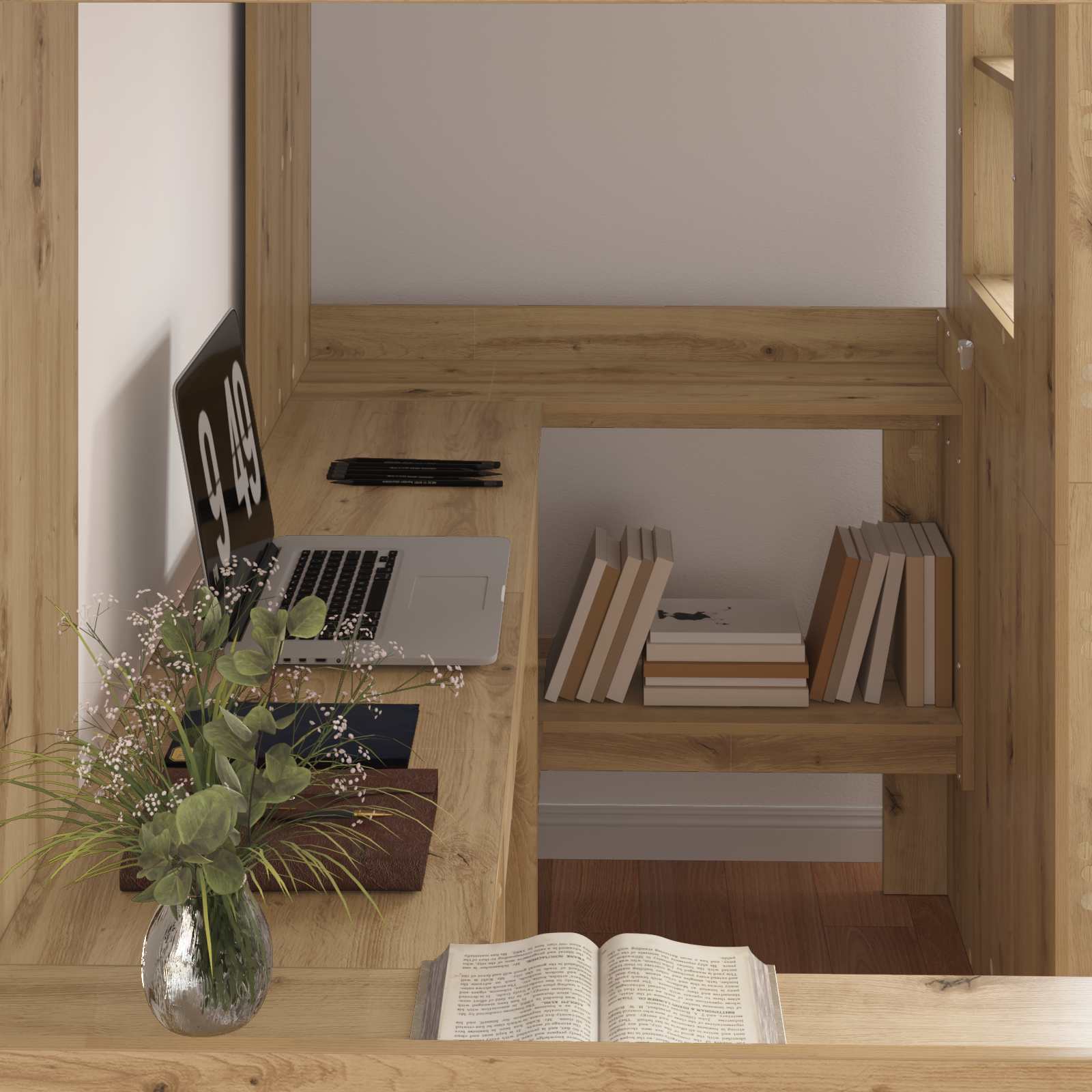Cadre de lit superposé avec bureau Chêne artisanal 80 x 200 cm - XIOS