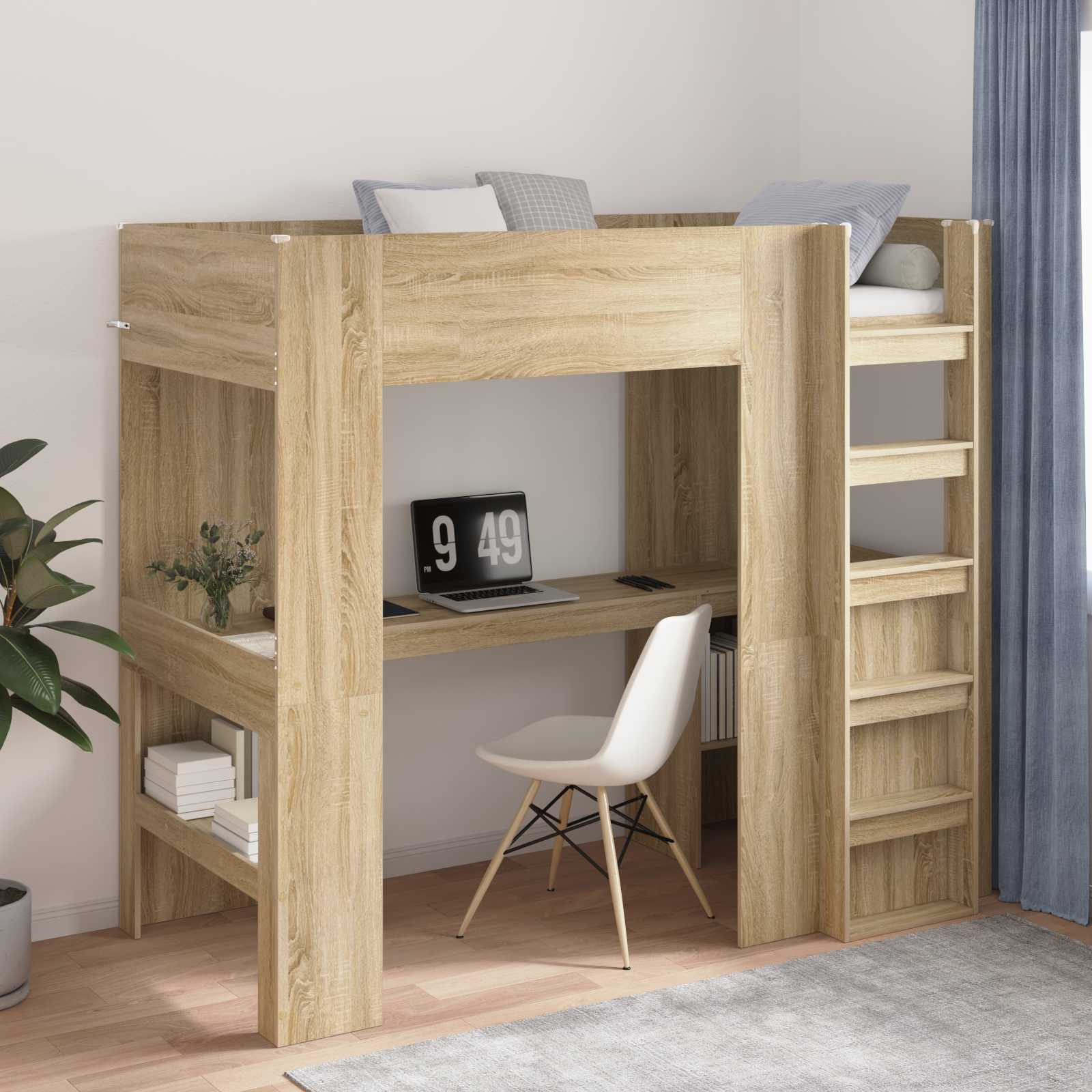 Cadre de lit superposé avec bureau Chêne Sonoma 90 x 200 cm - XIOS