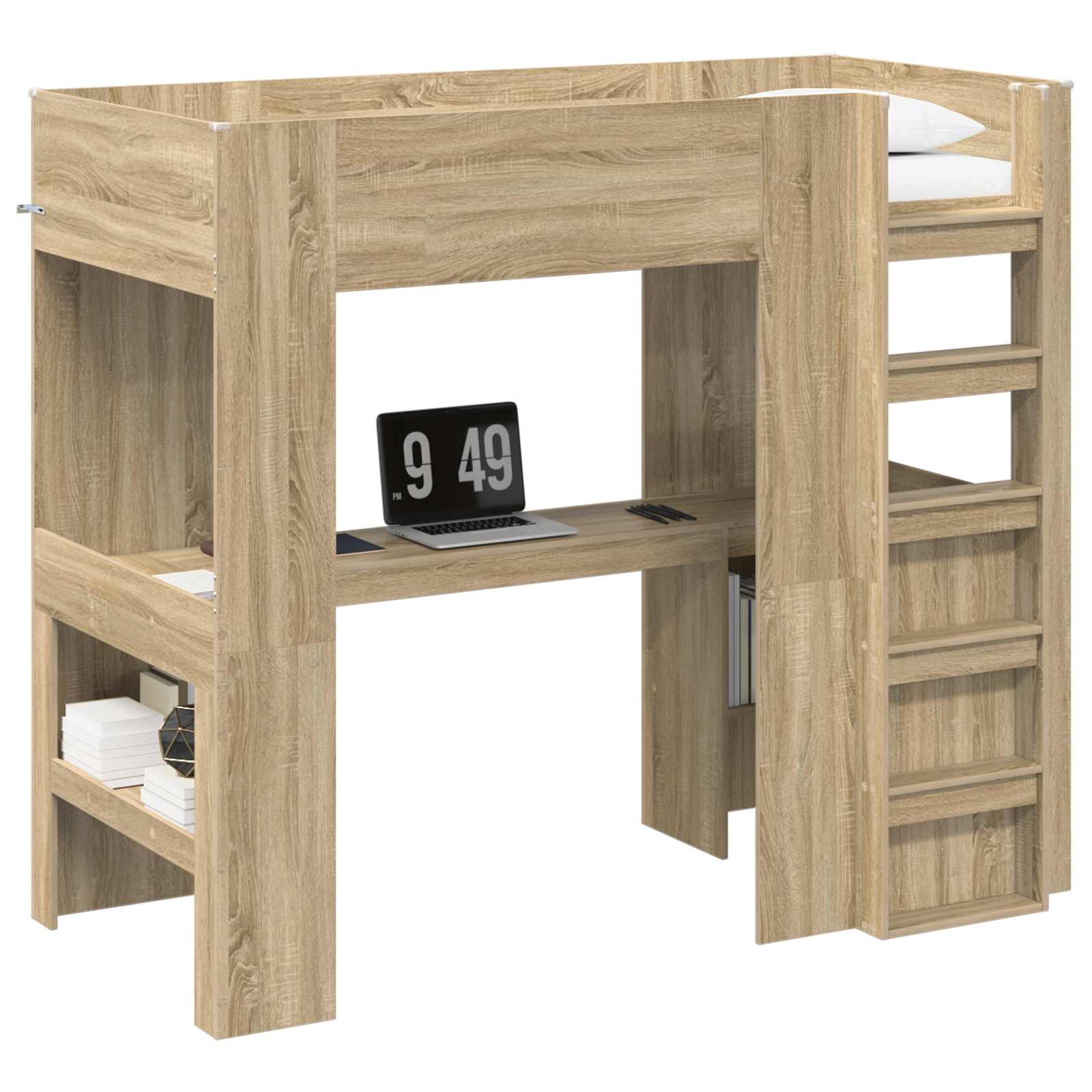 Cadre de lit superposé avec bureau Chêne Sonoma 90 x 200 cm - XIOS
