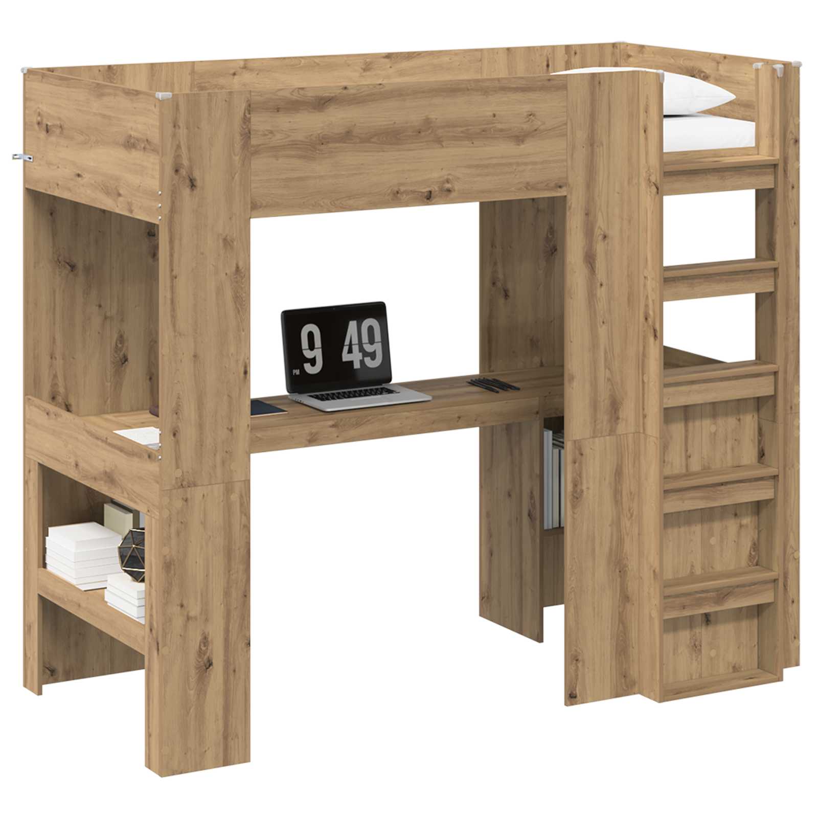 Cadre de lit superposé avec bureau Chêne artisanal 90 x 200 cm - XIOS
