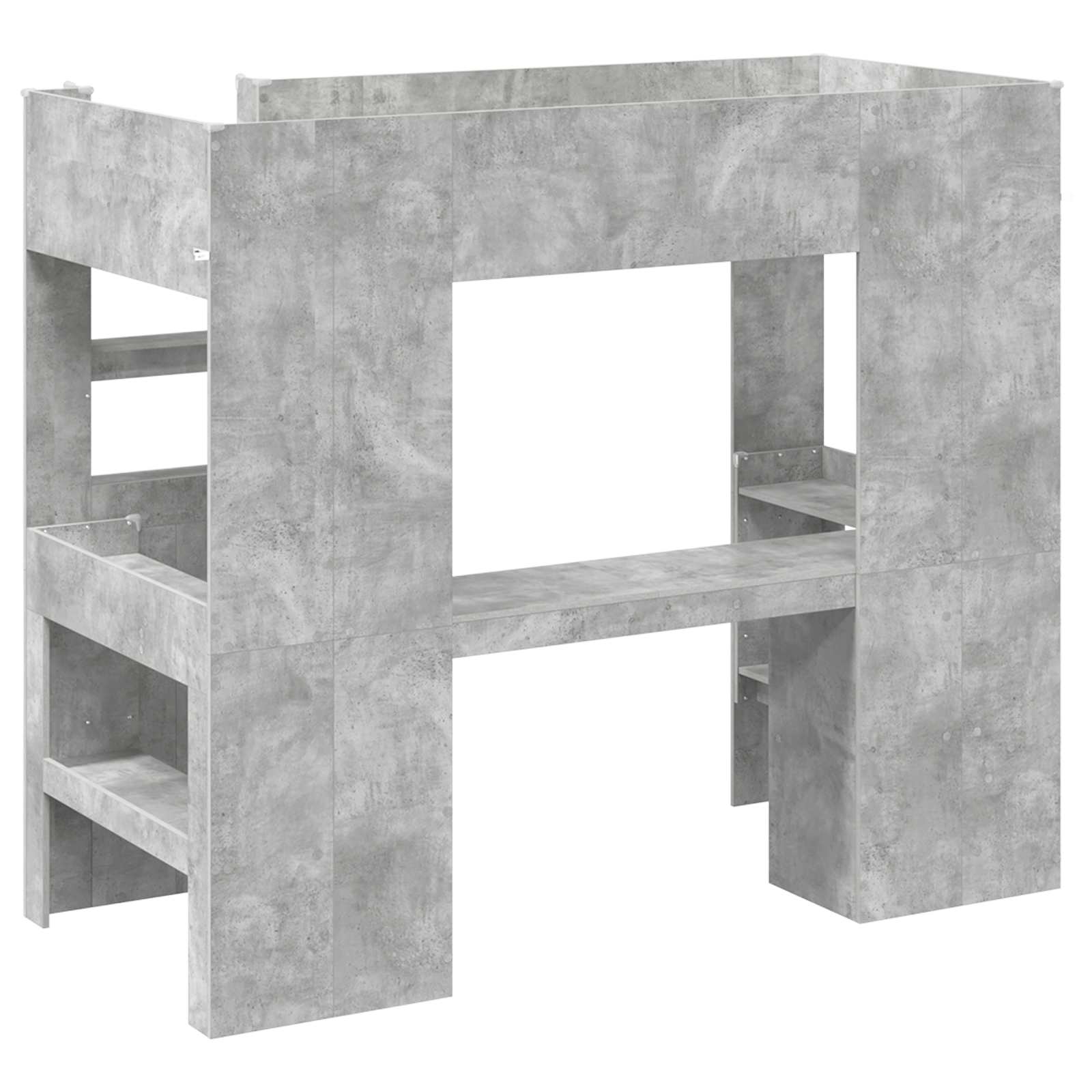 Cadre de lit superposé avec bureau Gris béton 100 x 200 cm - XIOS