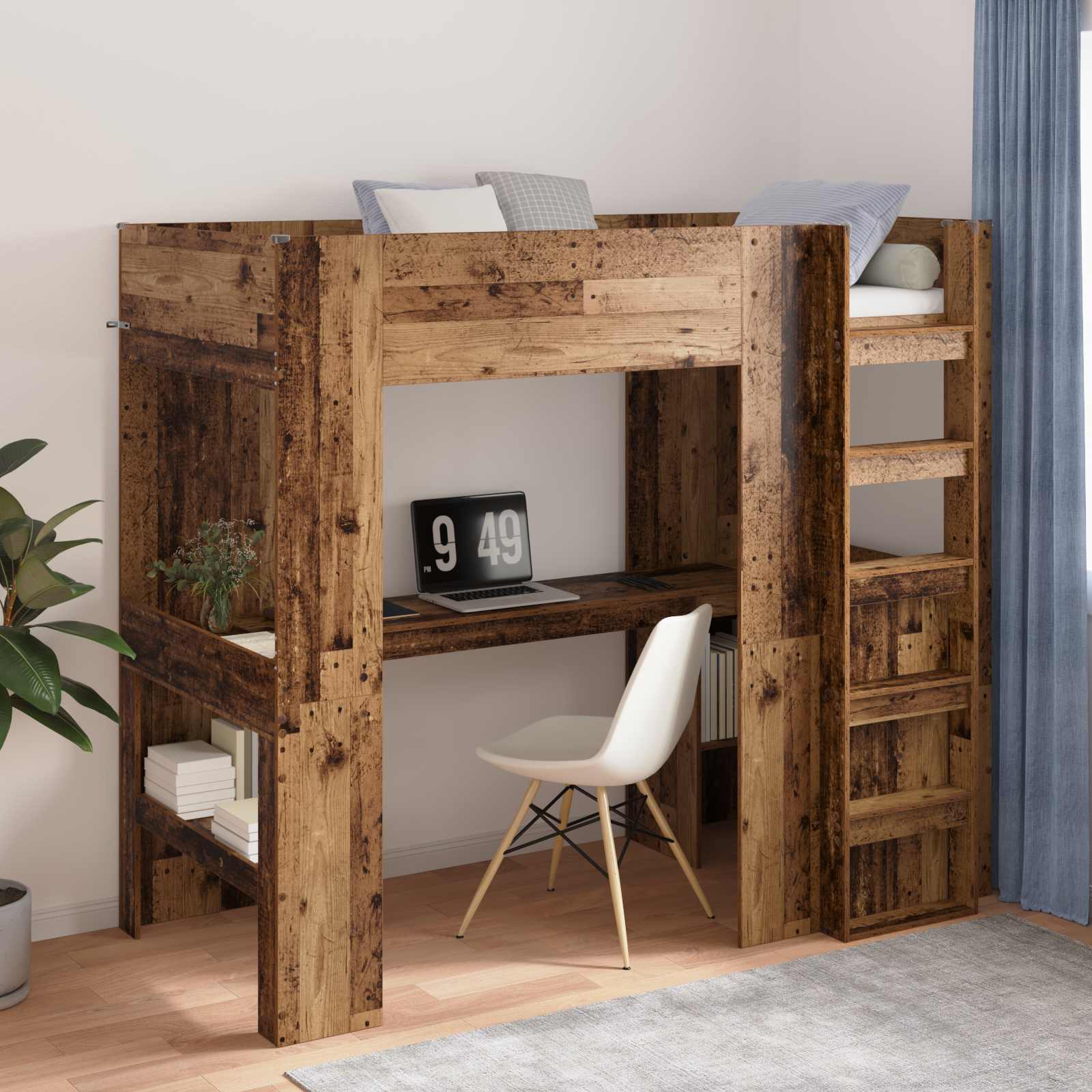 Cadre de lit superposé avec bureau Bois ancien 100 x 200 cm - XIOS