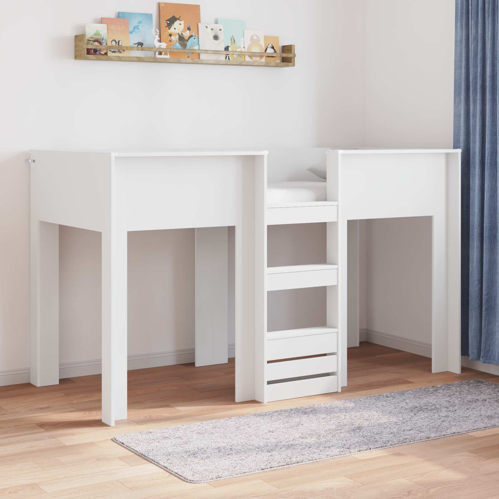 Lit Superposé pour Enfants Blanc 75 x 190 cm Bois d'ingénierie - XIOS
