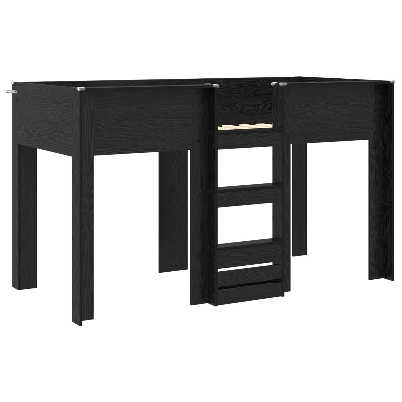 Lit Superposé pour Enfants avec stockage Chêne noir 75 x 190 cm - XIOS
