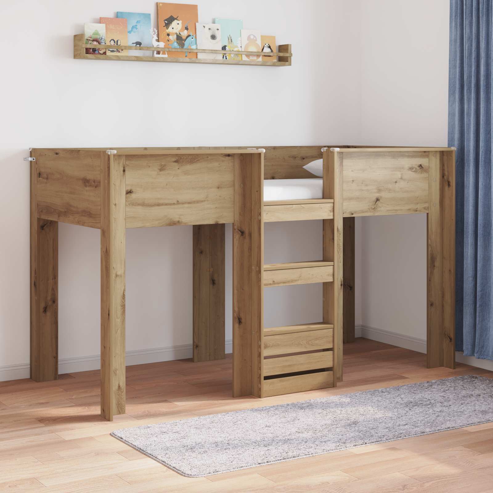 Lit Superposé pour Enfants Chêne artisanal 75 x 190 cm - XIOS