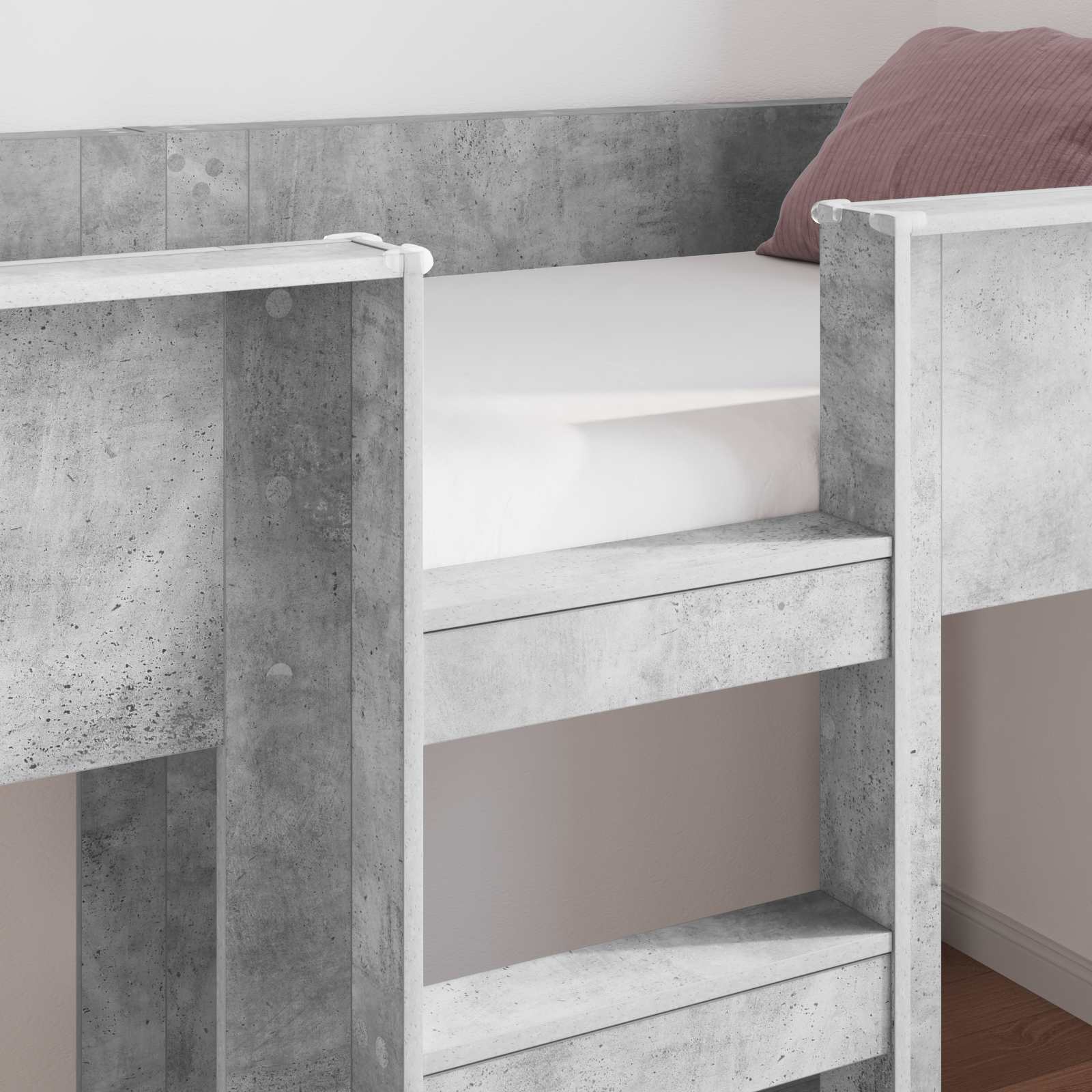 Lit Superposé pour Enfants avec stockage Gris béton 80 x 200 cm - XIOS