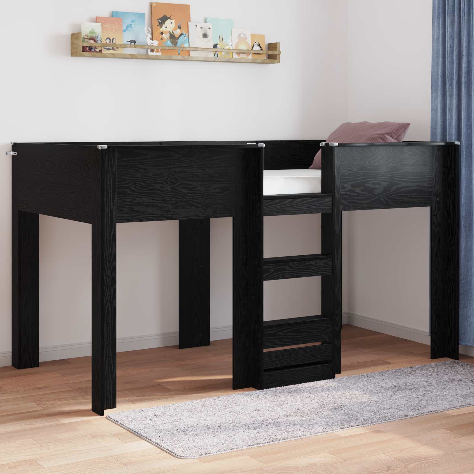 Lit Superposé pour Enfants Chêne noir 100 x 200 cm - XIOS