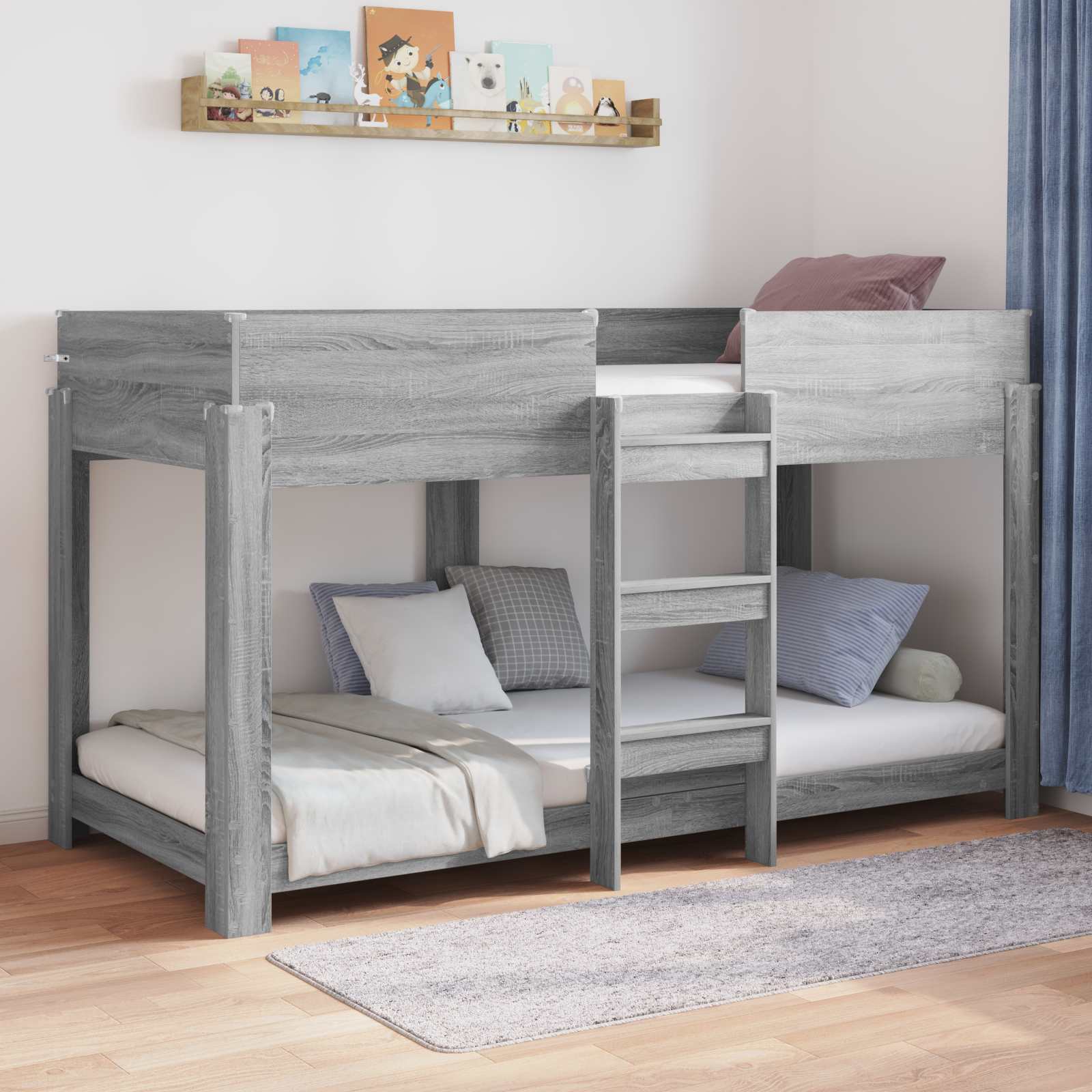 Lit Superposé pour Enfants avec matelas Gris Sonoma 90 x 200 cm - XIOS