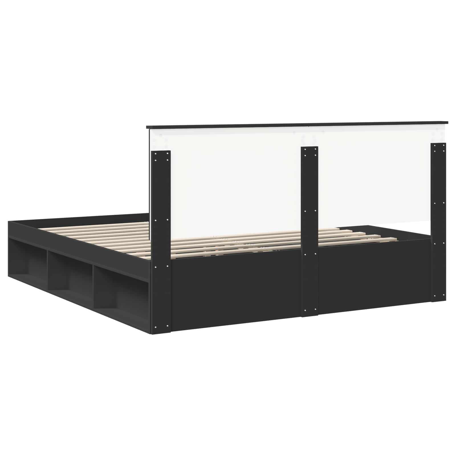 Cadre de lit Noir 200 x 200 cm Bois de pin massif - XIOS