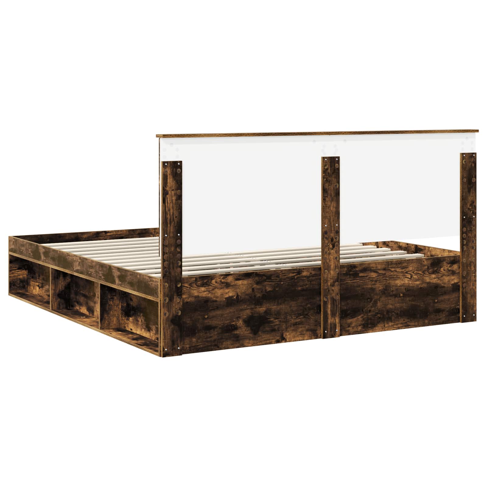 Cadre de lit Chêne fumé 200 x 200 cm Bois de pin massif - XIOS