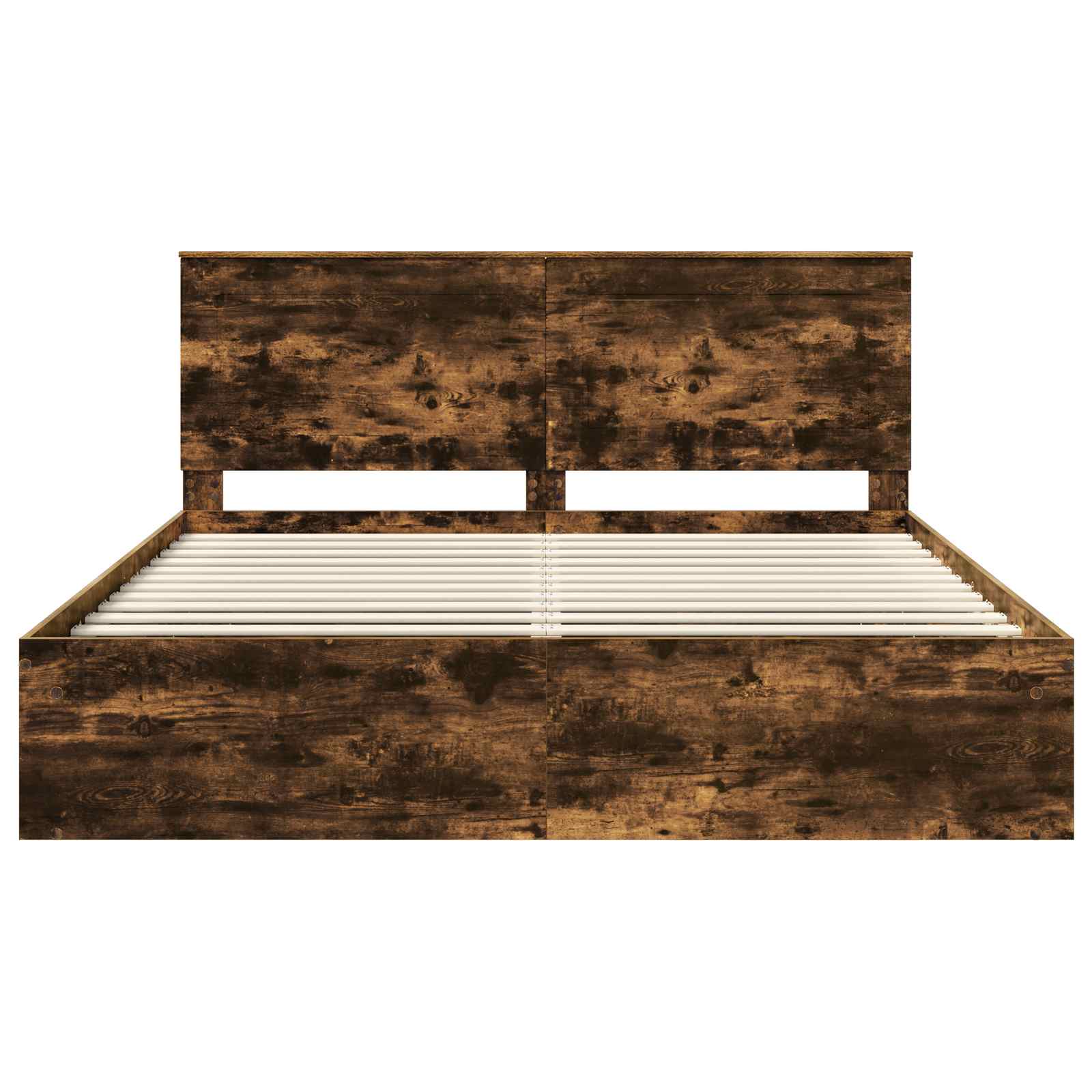 Cadre de lit Chêne fumé 200 x 200 cm Bois de pin massif - XIOS